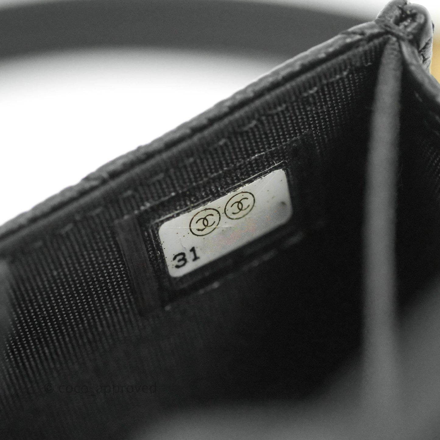 Chanel Boy Card Holder With Chain Black Caviar Gold Hardware
