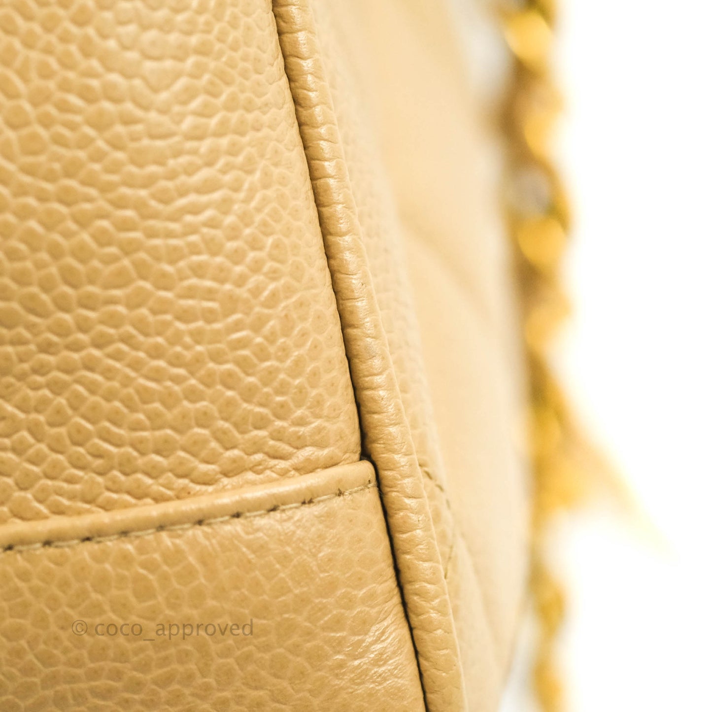 Chanel Vintage CC Quilted Tote Dark Beige Caviar 24K Gold Hardware