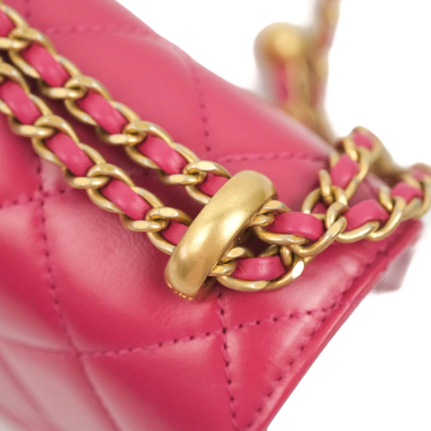 Chanel Quilted Mini Perfect Fit Adjustable Pink Calfskin Aged Gold Hardware 21A