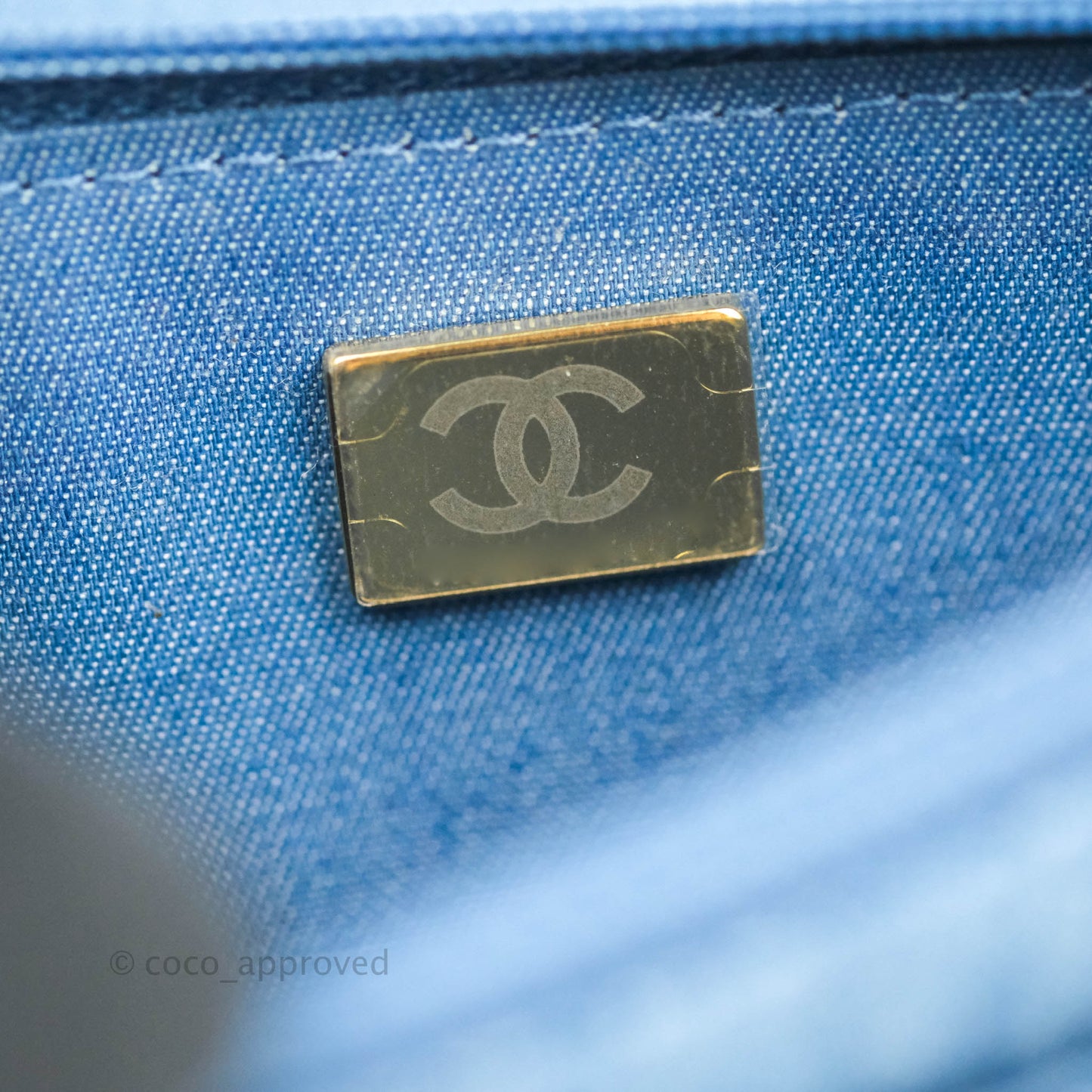Chanel Quilted Pearl Crush Wallet on Chain WOC Denim Aged Gold Hardware