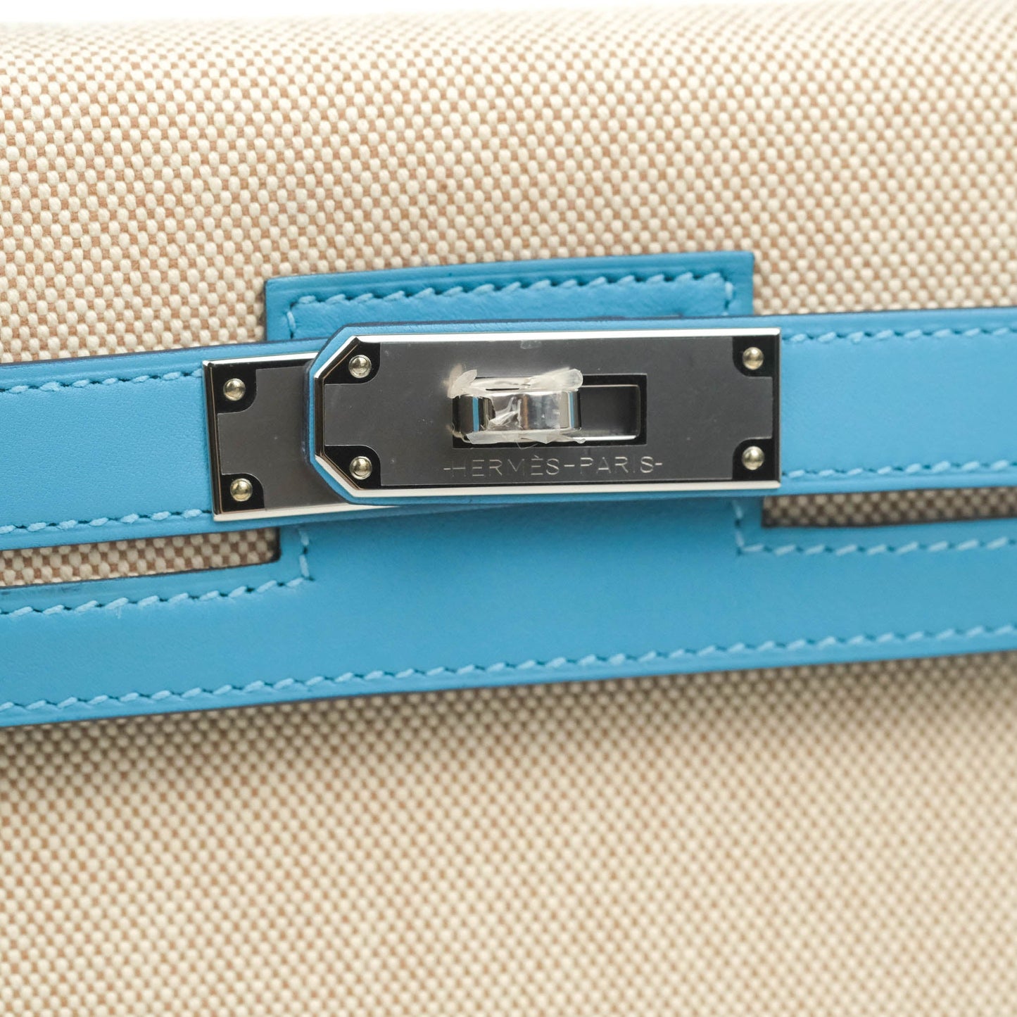 Hermès Kelly 28 Bleu Du Nord Swift & Ecru-beige Toile H Palladium Hardware
