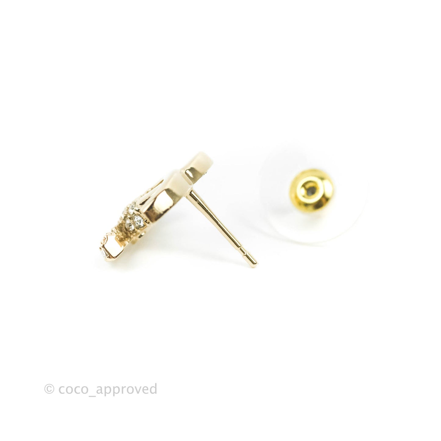 Chanel CC Crystal Earrings Gold Tone 22K
