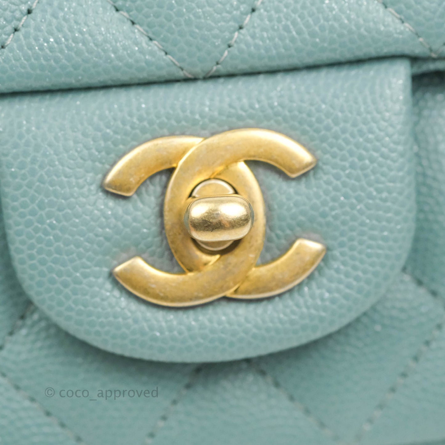 Chanel Quilted Mini Rectangular Flap Iridescent Blue Aged Gold Hardware 18C