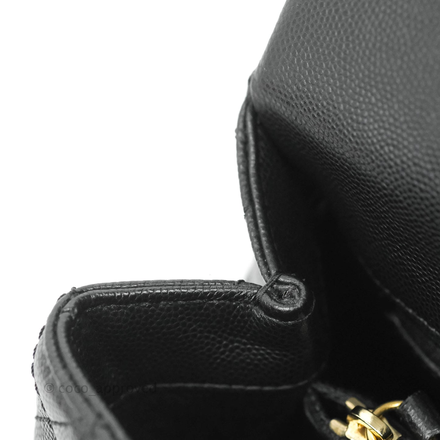 Chanel Medium Coco Handle Quilted Black Caviar Lizard Handle Gold Hardware