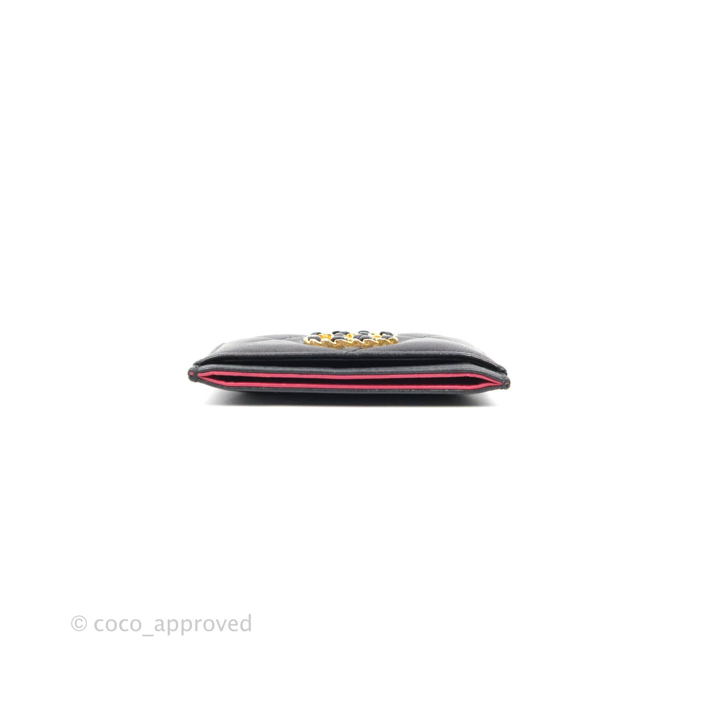 Chanel 19 Quilted Iridescent Black Flat Card Holder