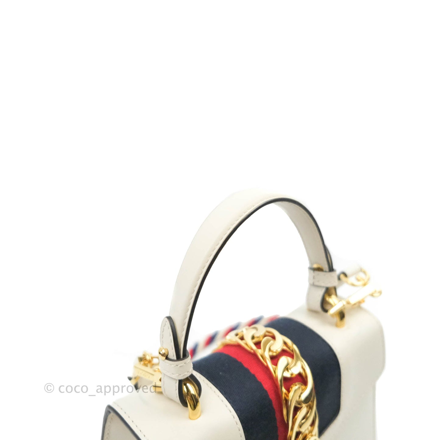 Gucci Mini Sylvie Top Handle White Calfskin Shoulder Bag⁣ ⁣⁣⁣⁣⁣⁣⁣⁣⁣⁣⁣⁣⁣⁣⁣⁣With Strap