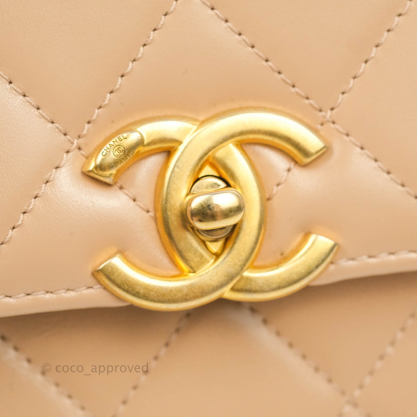 Chanel Quilted Perfect Fit Adjustable Beige Calfskin Gold Hardware 21A
