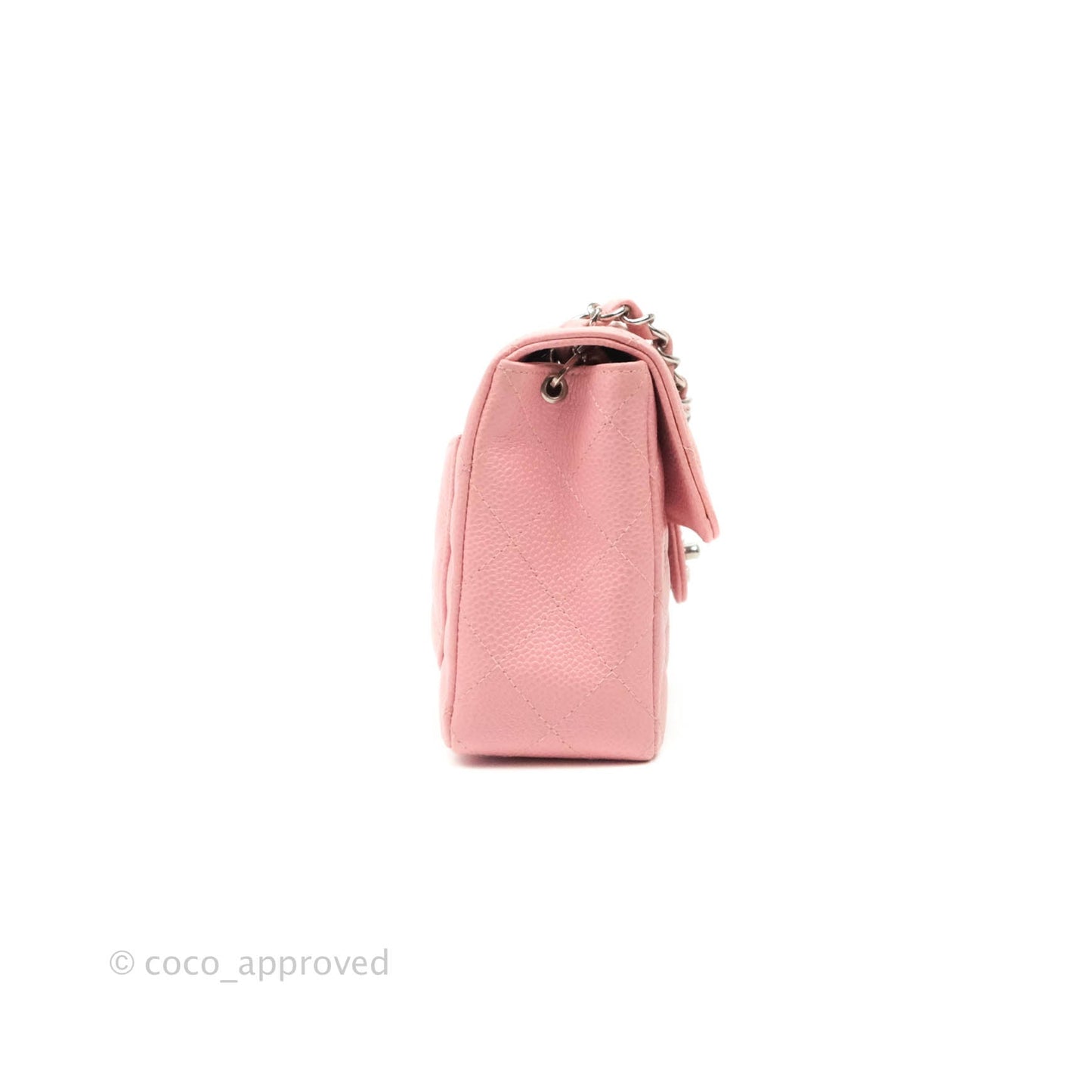 Chanel Quilted Vintage Mini Square Flap Pink Caviar Silver Hardware