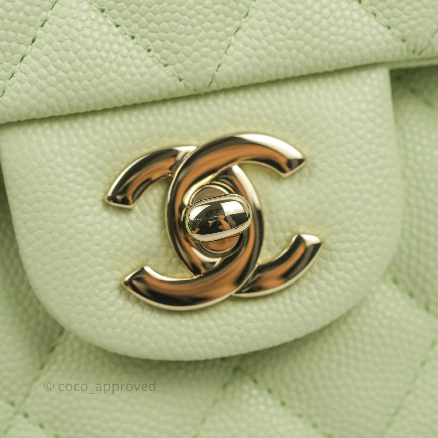 Chanel Classic M/L Medium Flap Quilted Avocado Green Caviar Gold Hardware