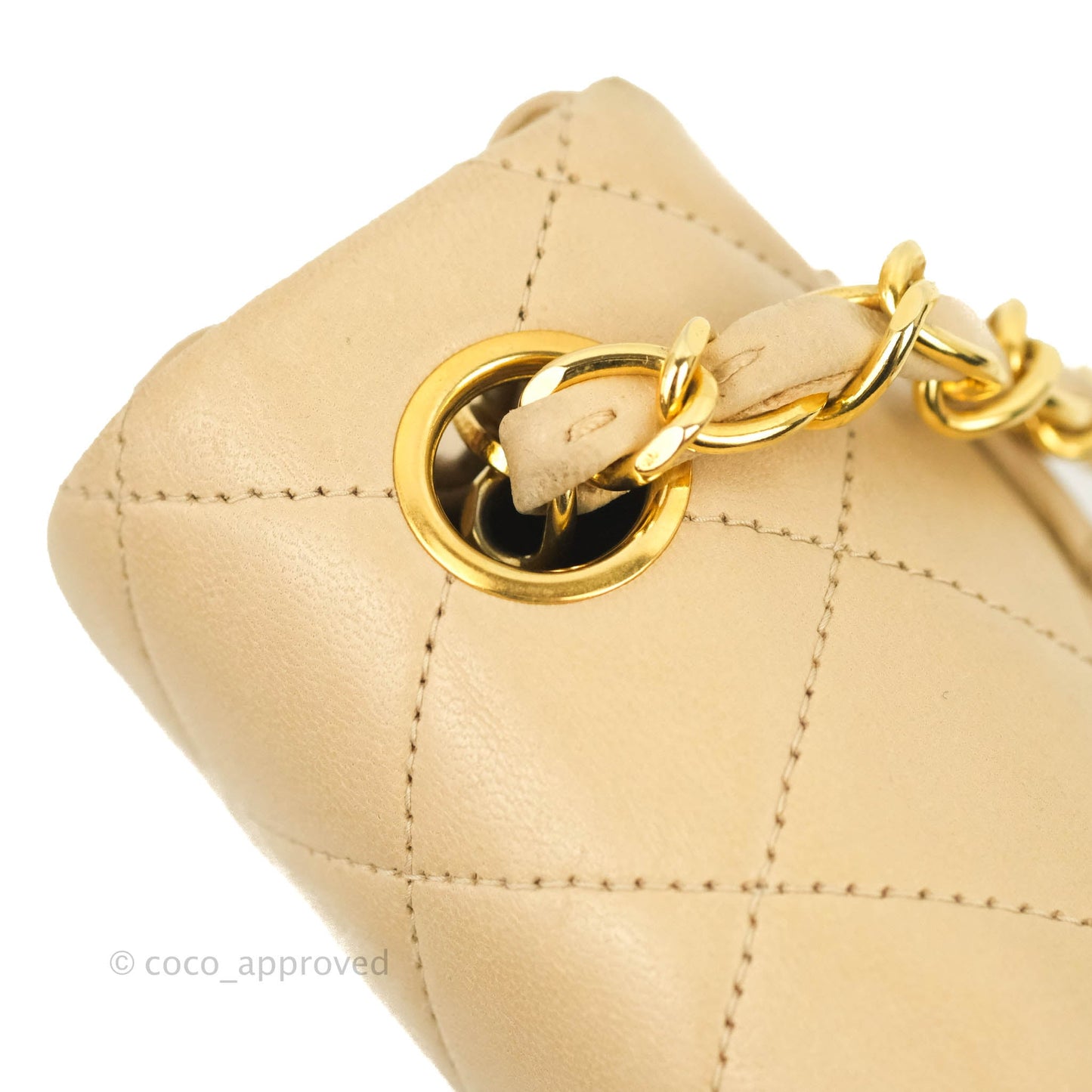 Chanel Vintage Mini Square Beige Lambskin 24K Gold Hardware