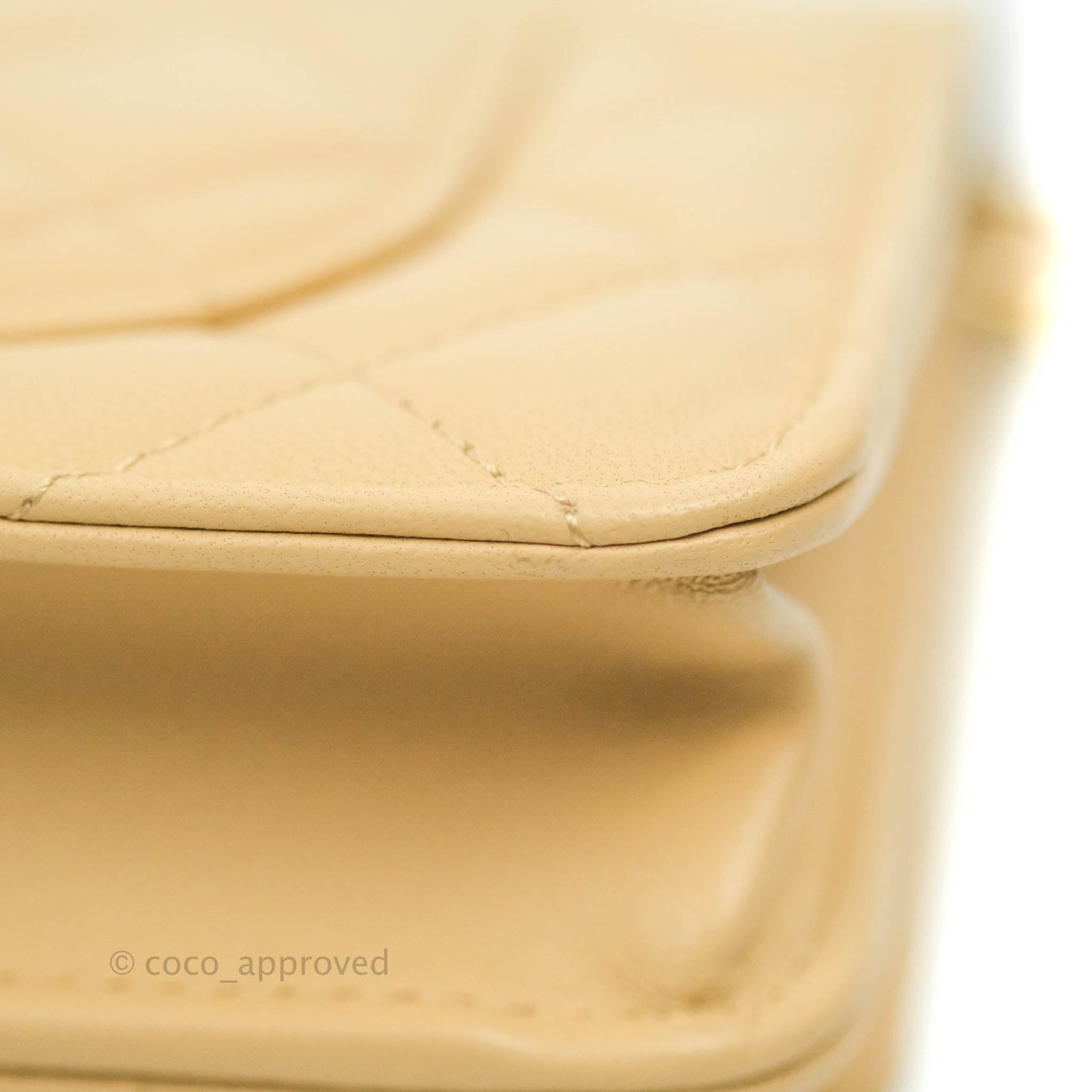 Chanel Quilted Pearl Crush Wallet on Chain WOC Beige Lambskin Aged Gold Hardware