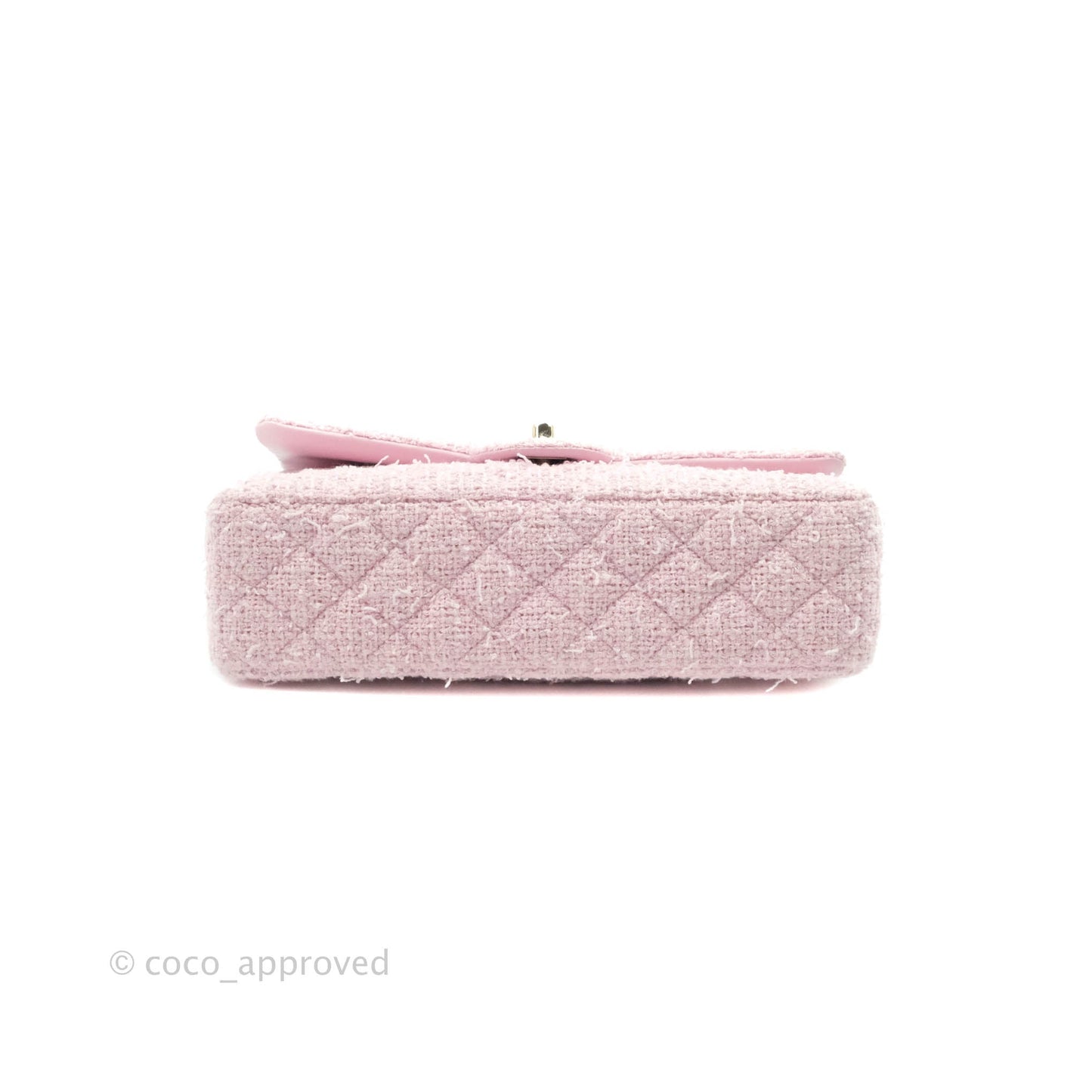 Chanel Classic M/L Medium Quilted Double Flap Bag Pink Tweed Gold Hardware