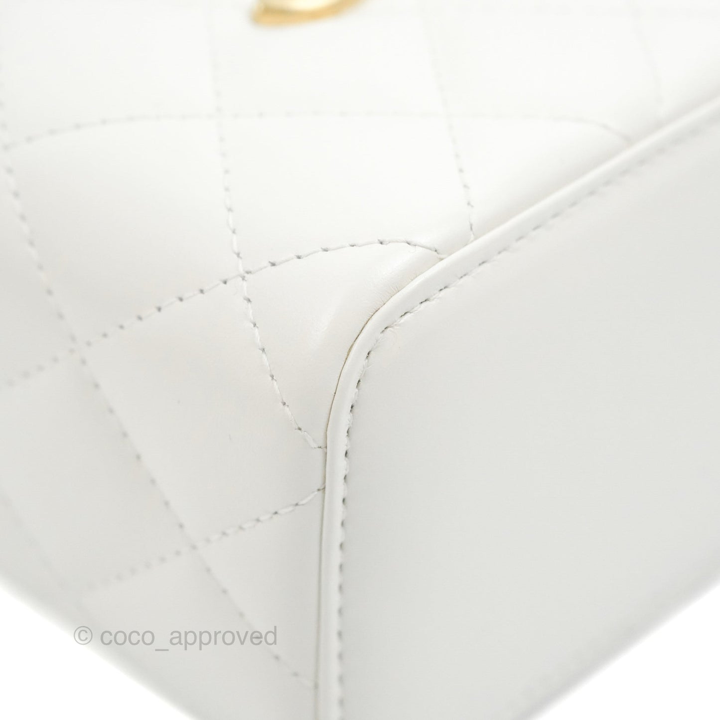 Chanel Quilted Mini Perfect Fit Vanity With Chain White Calfskin Aged Gold Hardware
