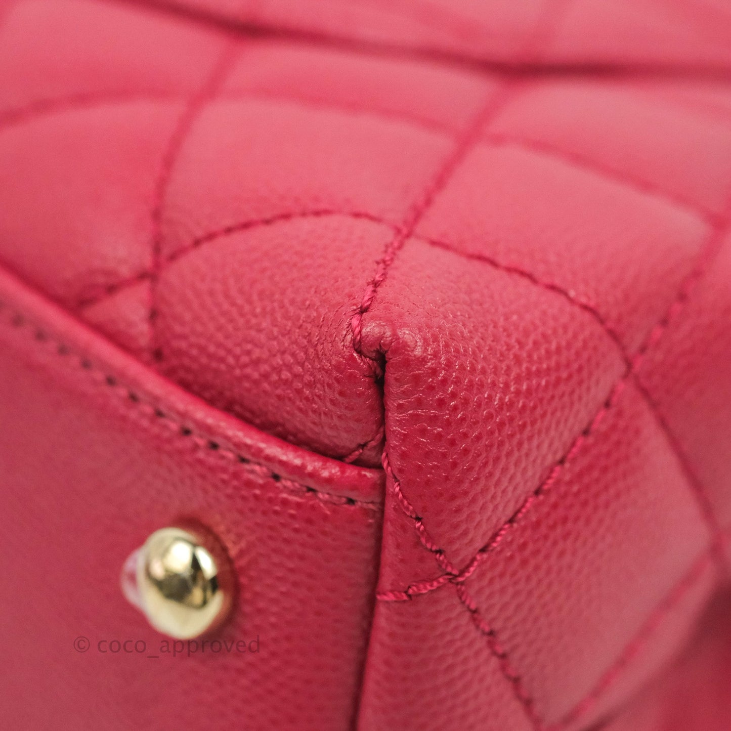 Chanel Small Coco Handle Quilted Dark Pink Caviar Gold Hardware 21A