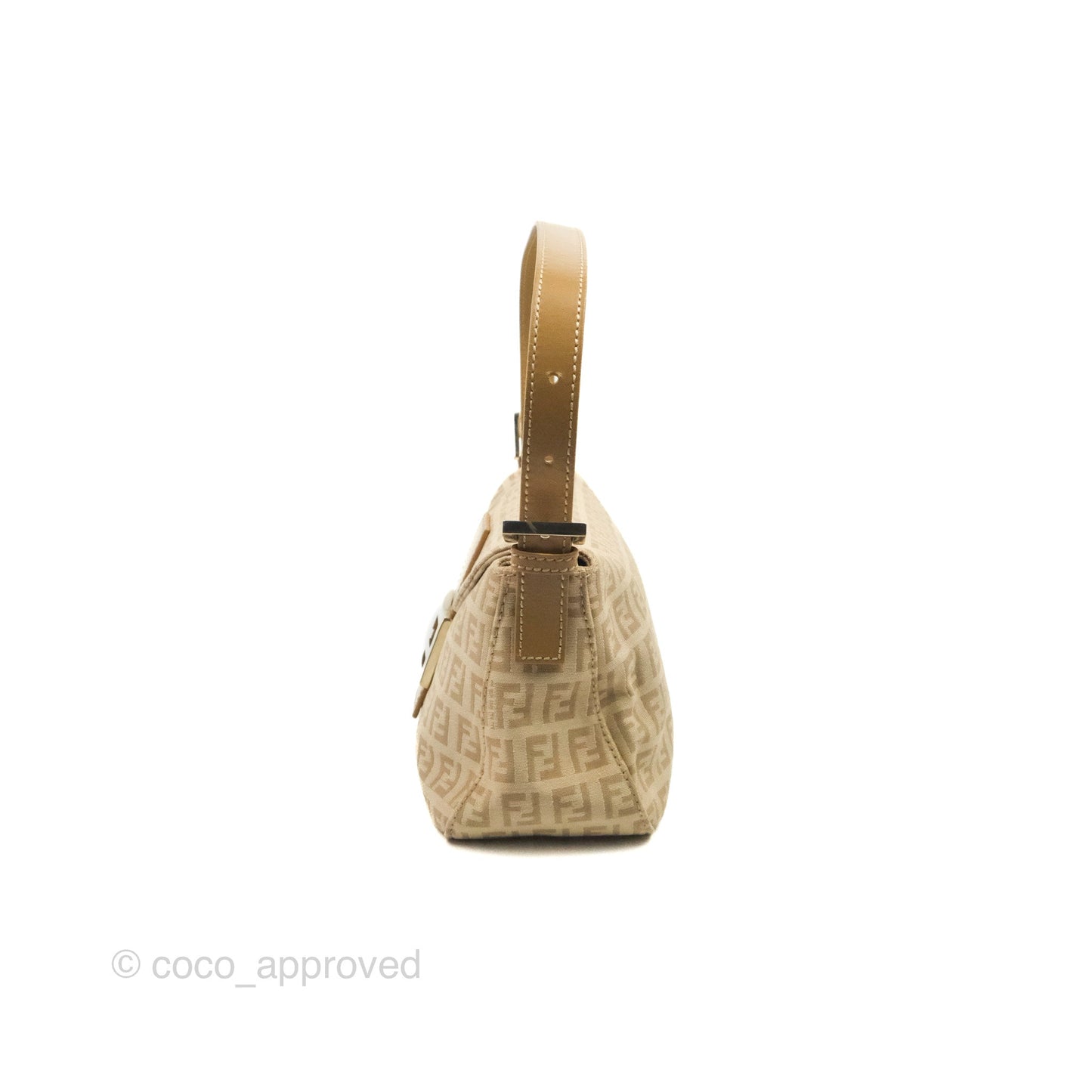 Fendi Vintage Baguette Shoulder Bag Beige Zucchino Canvas