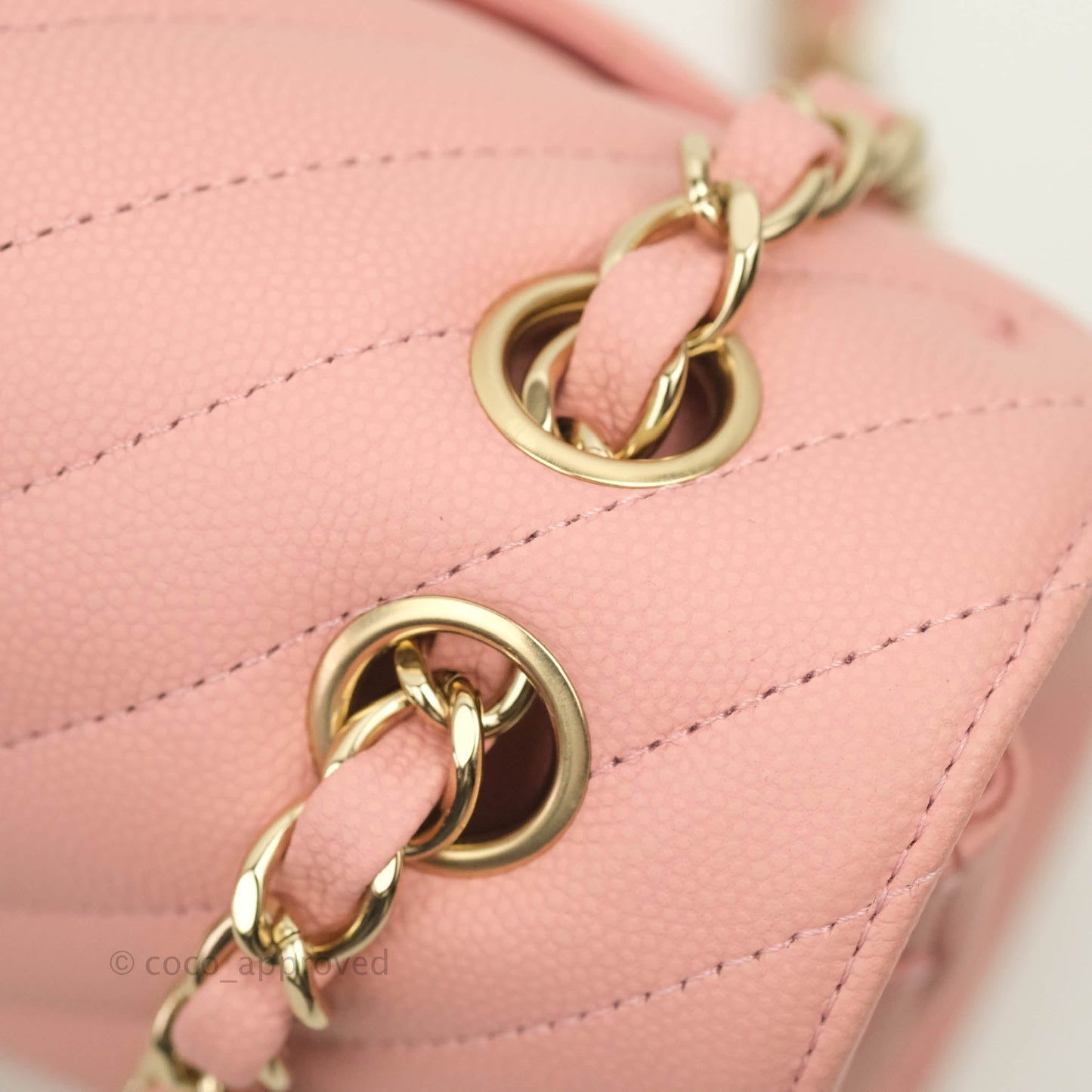 Chanel Classic Chevron S/M Small Double Flap Pink Caviar Gold Hardware