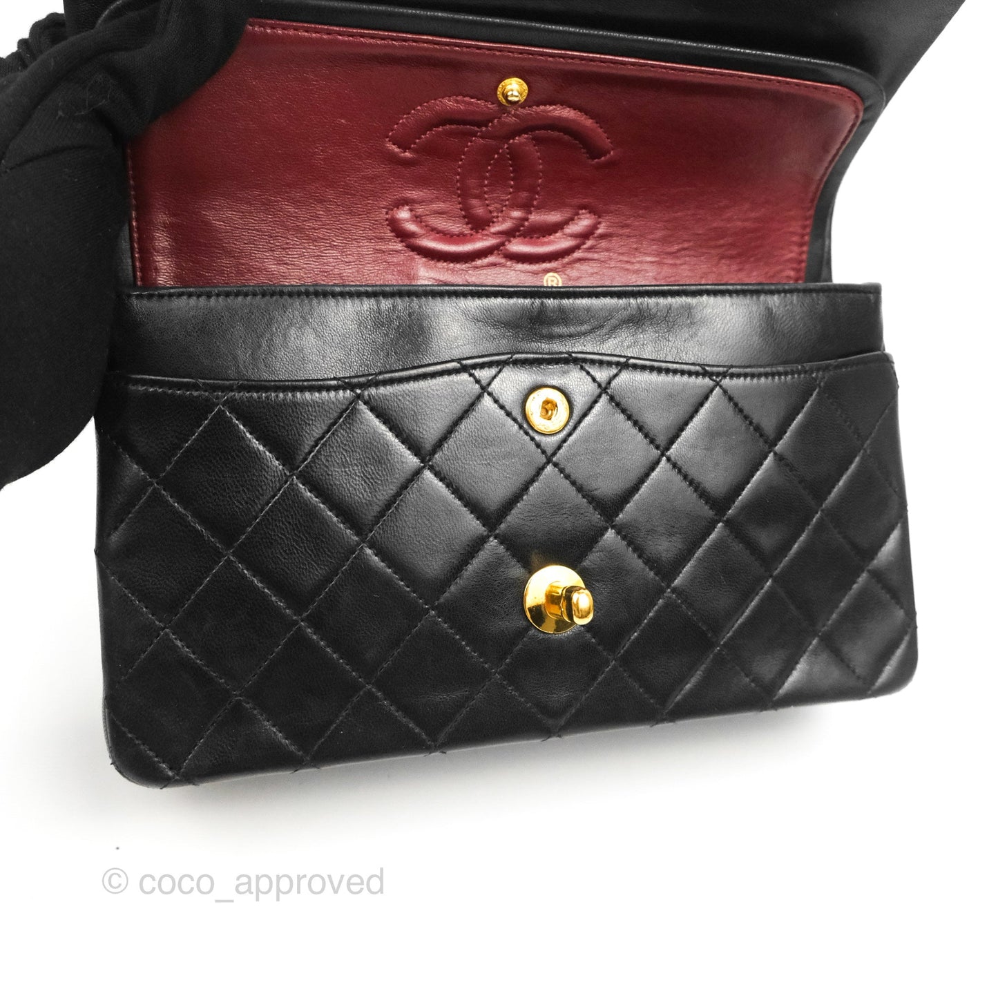 Chanel Classic Vintage Double Flap M/L Black Lambskin Gold Hardware