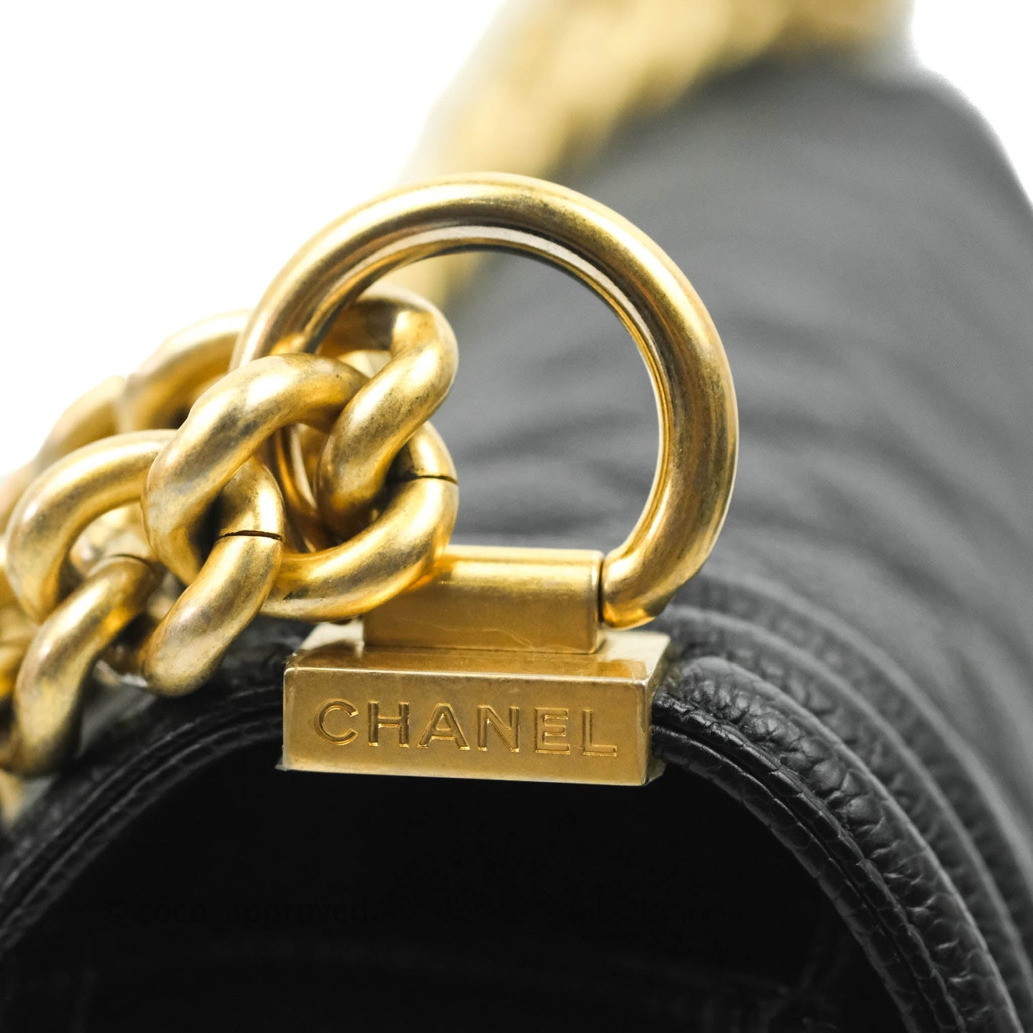 Chanel Medium Boy Quilted Black Caviar Aged Gold Hardware
