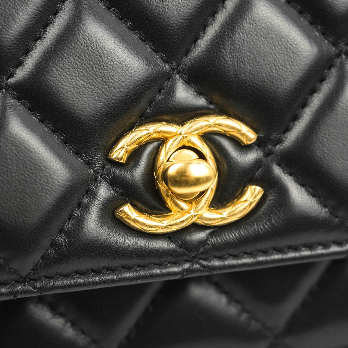 Chanel Quilted Wallet on Chain WOC Adjustable Chain Black Lambskin Aged Gold Hardware 22K