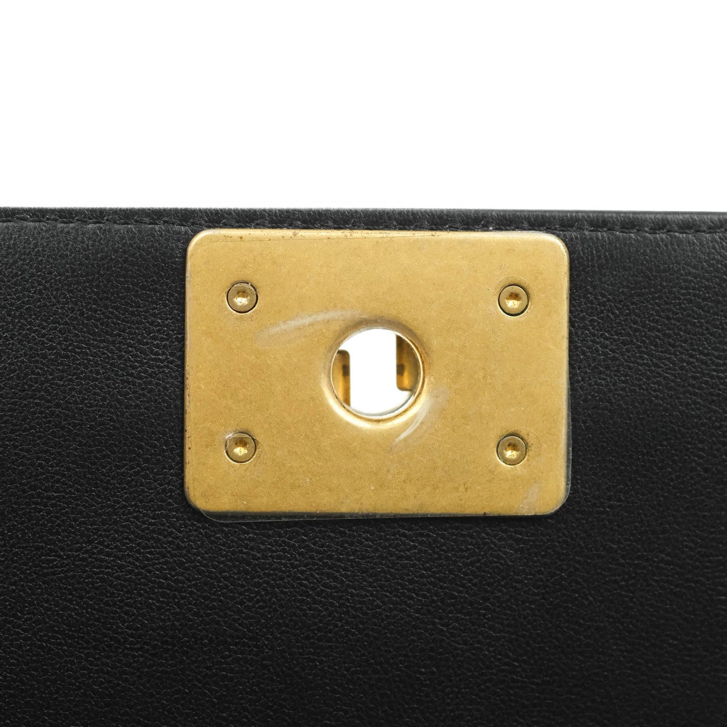 Chanel Boy Quilted Small Black Calfskin Aged Gold Hardware