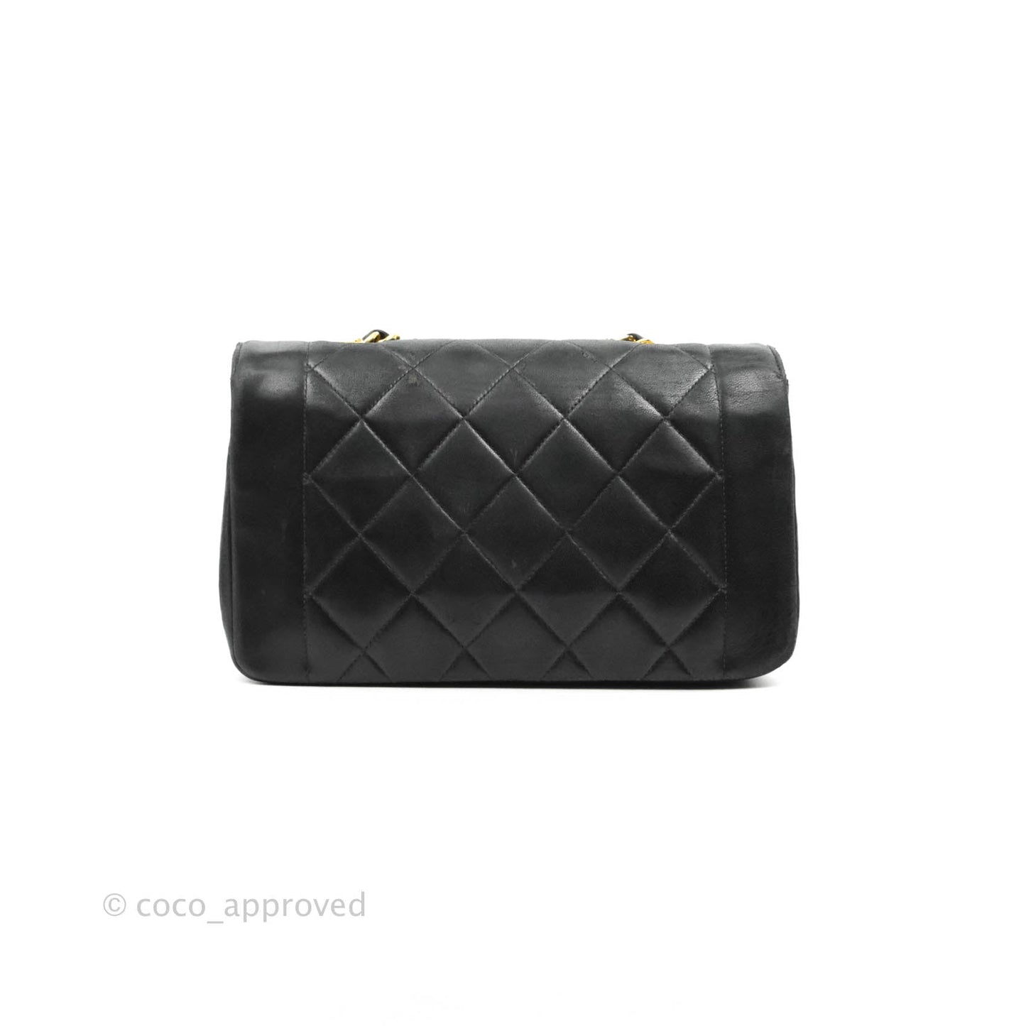Chanel Vintage Small Classic Diana Flap Bag Black Lambskin 24K Gold Hardware