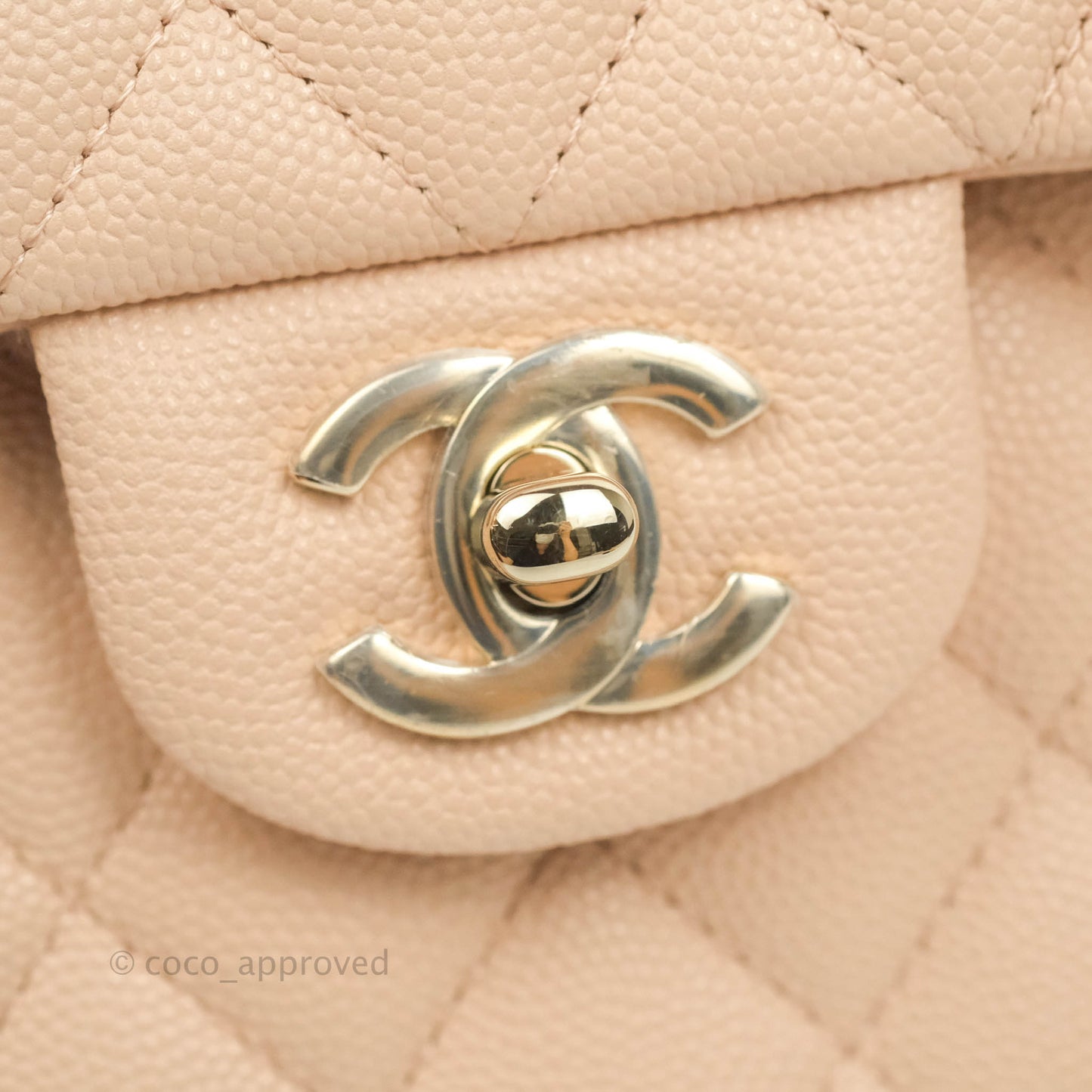 Chanel Small Classic Quilted Flap Light Beige Pink Caviar Gold Hardware 22C
