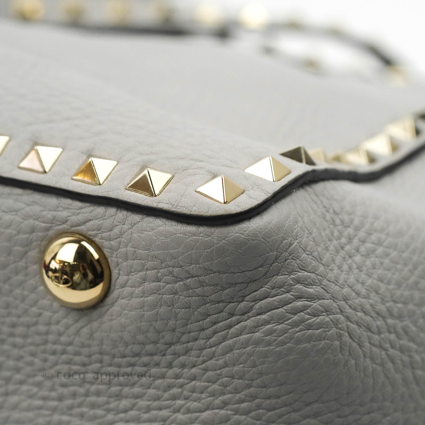 Valentino Garavani Medium Rockstud Bag Grey Grainy Calfskin