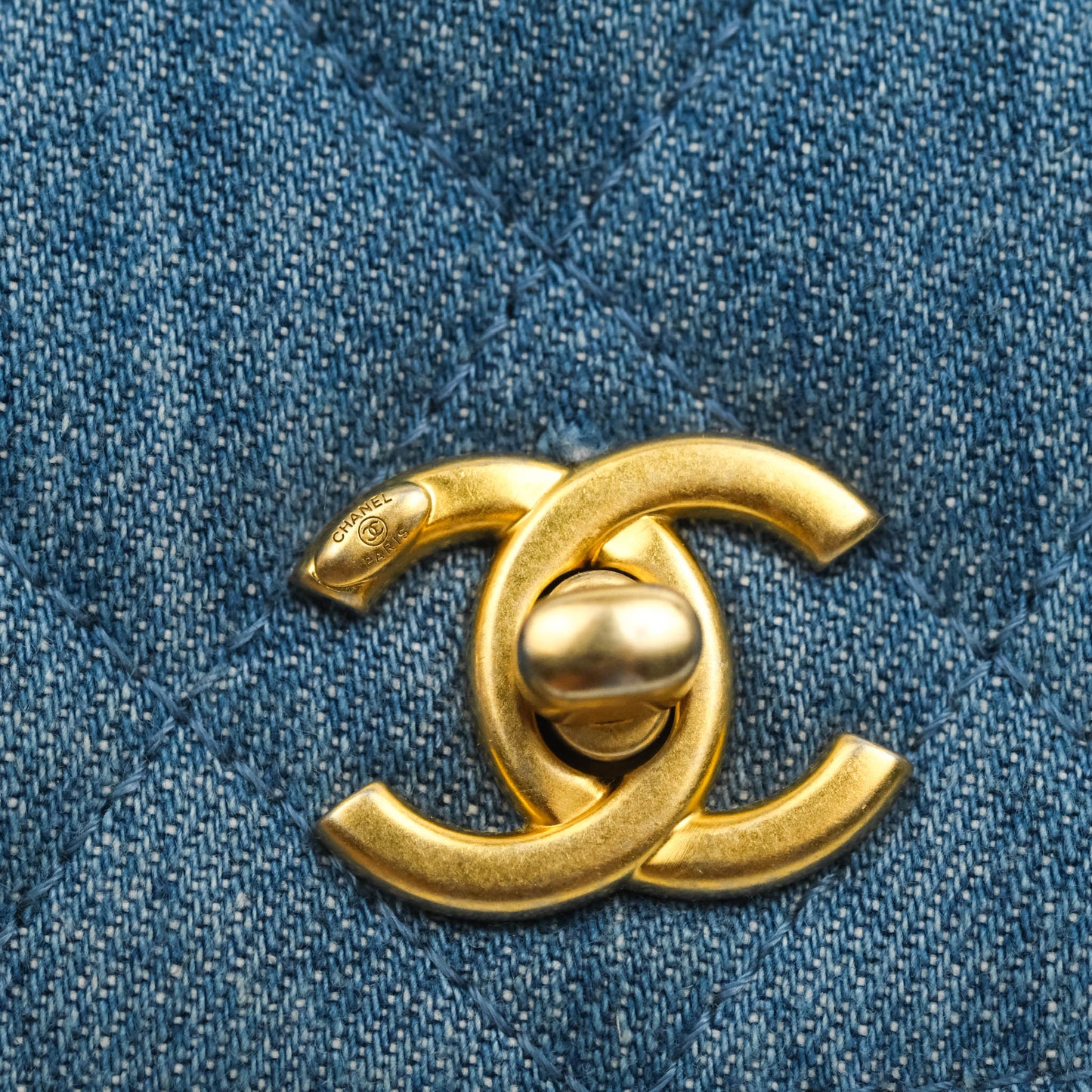 Chanel Quilted Pearl Crush Wallet on Chain WOC Denim Aged Gold Hardware