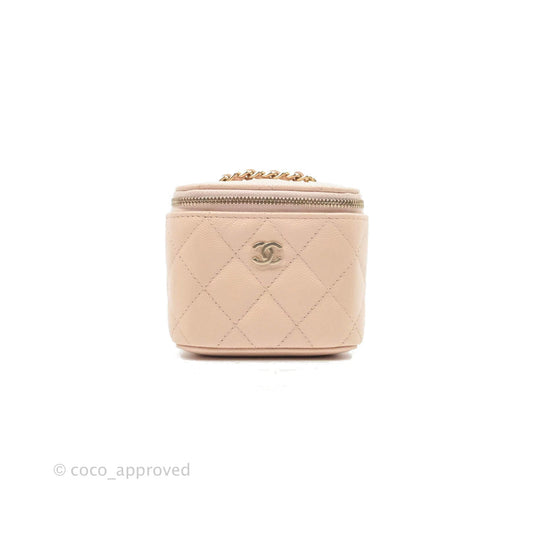 Chanel Classic Mini Vanity With Chain Light Pink Caviar Gold Hardware