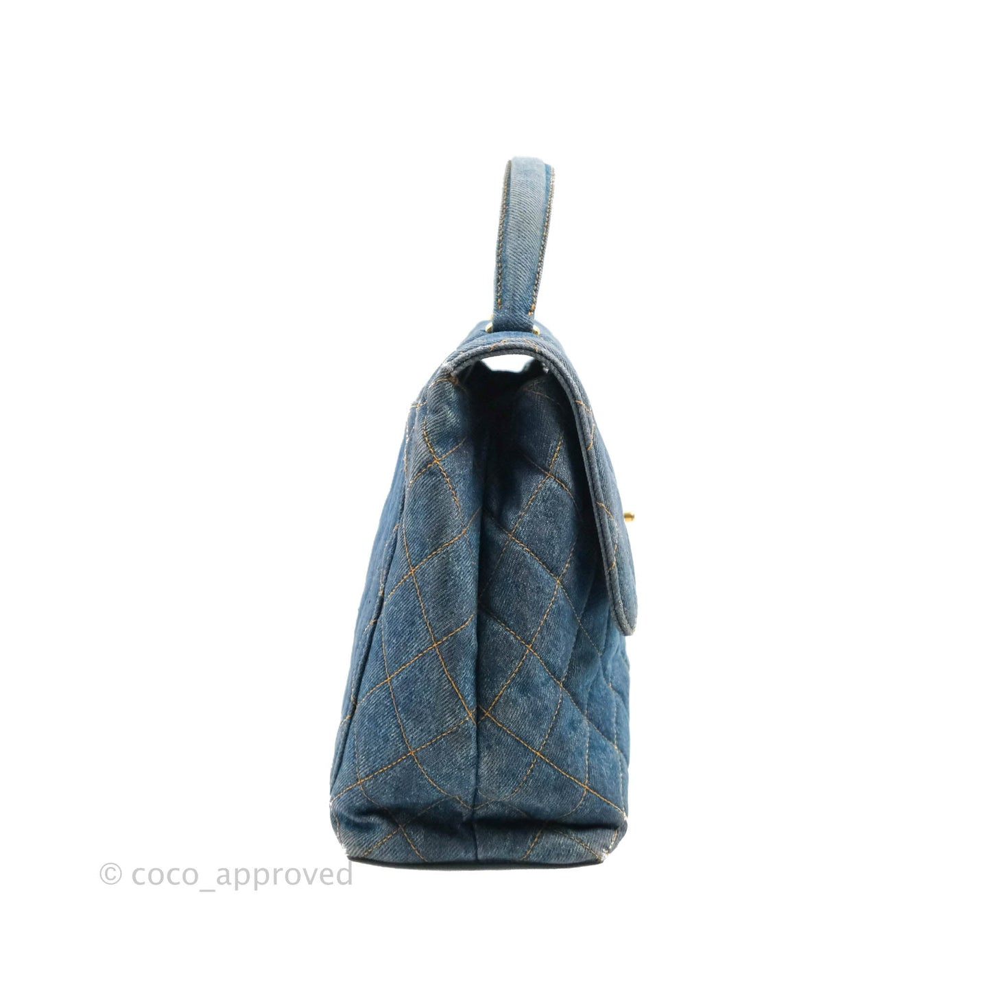 Chanel Vintage Quilted Kelly Bag Denim 24K Gold Hardware