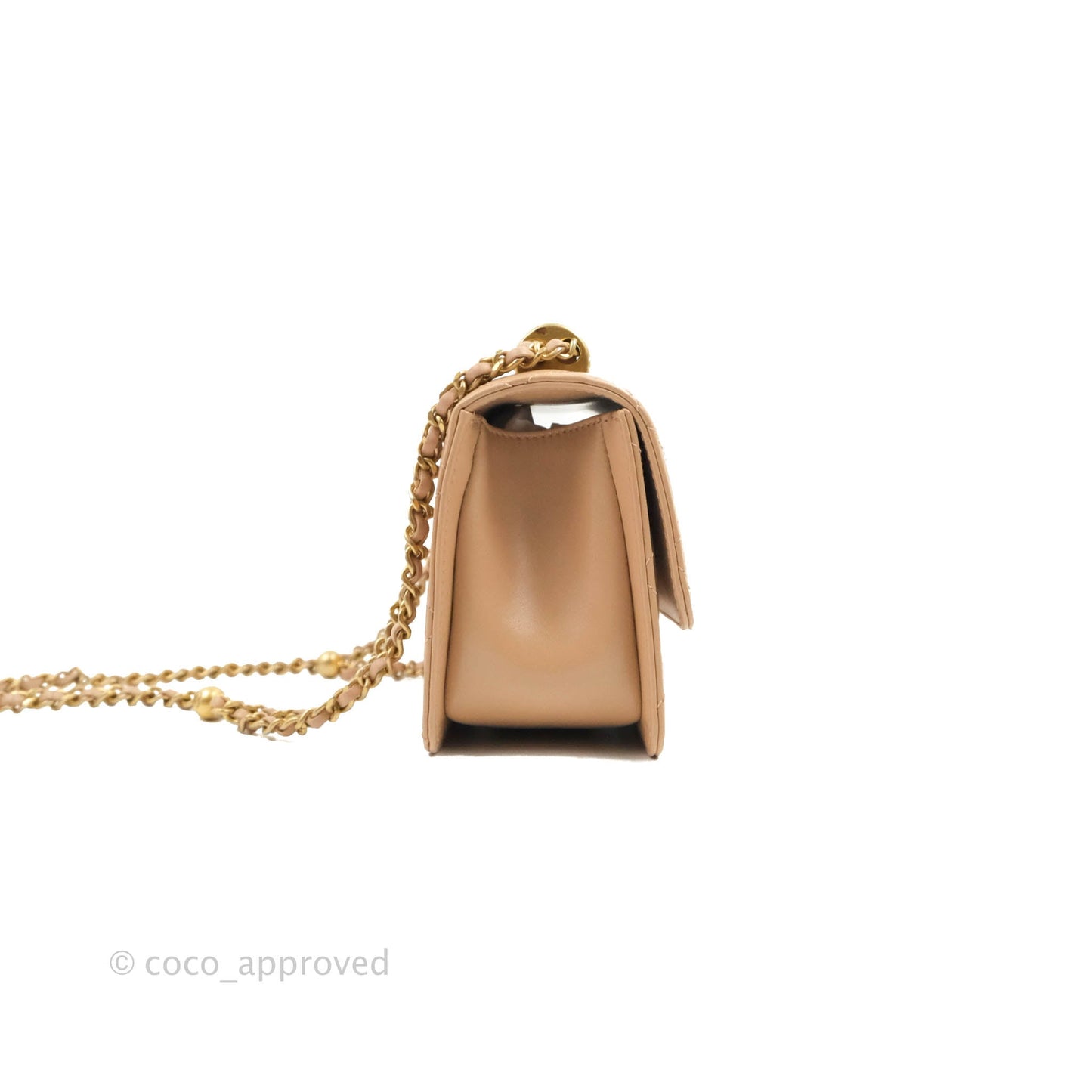 Chanel Quilted Perfect Fit Adjustable Beige Calfskin Gold Hardware 21A