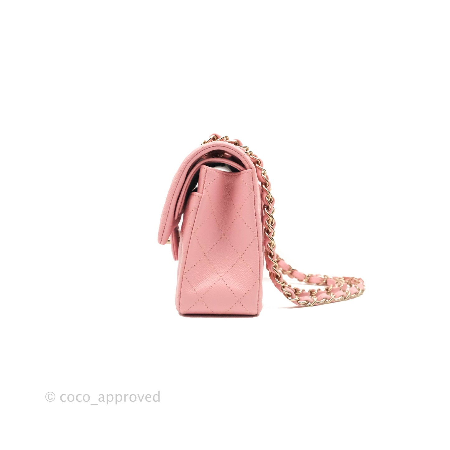 Chanel Small Classic Quilted Flap Pink Caviar Gold Hardware 22C