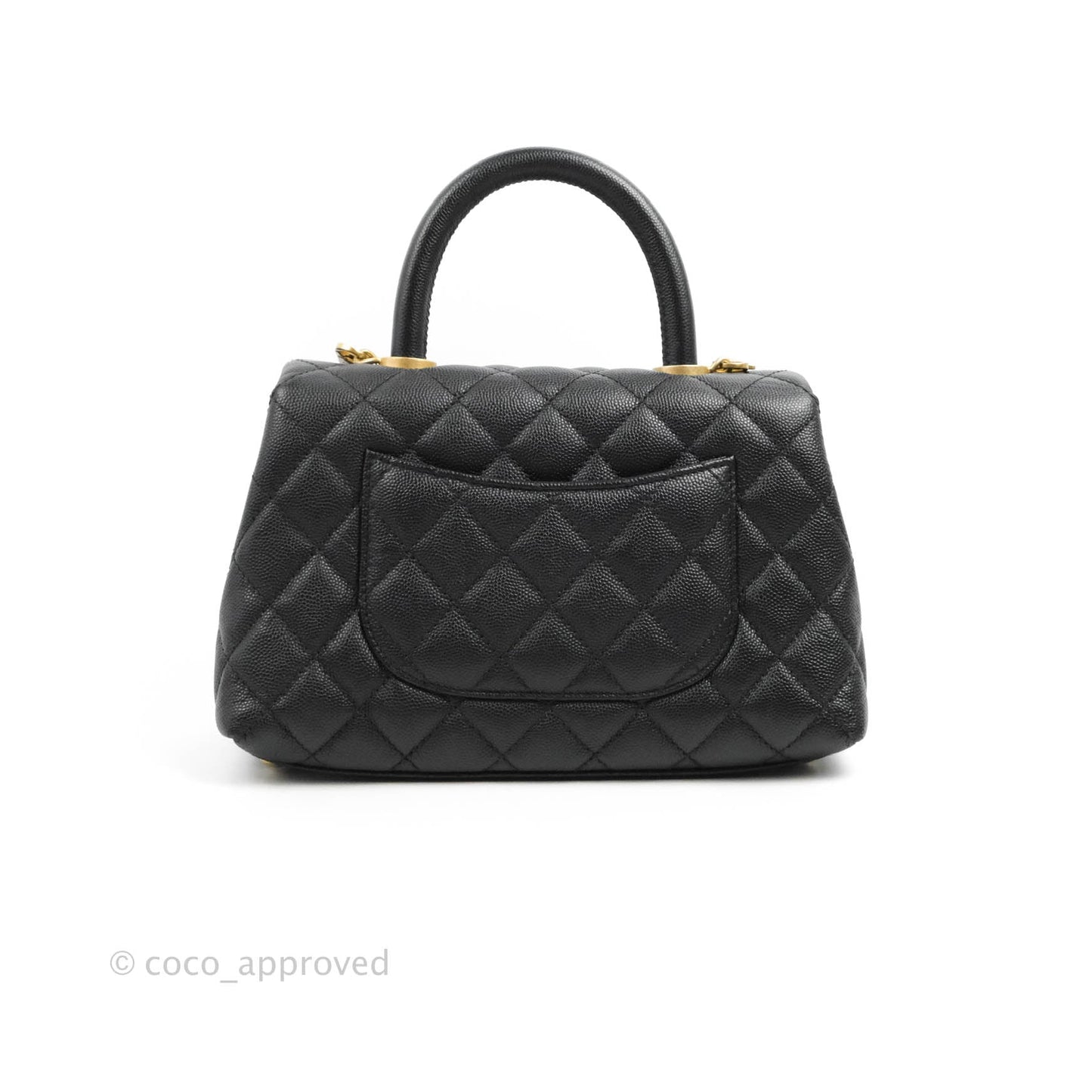 Chanel Small Coco Handle Black Caviar Aged Gold Hardware
