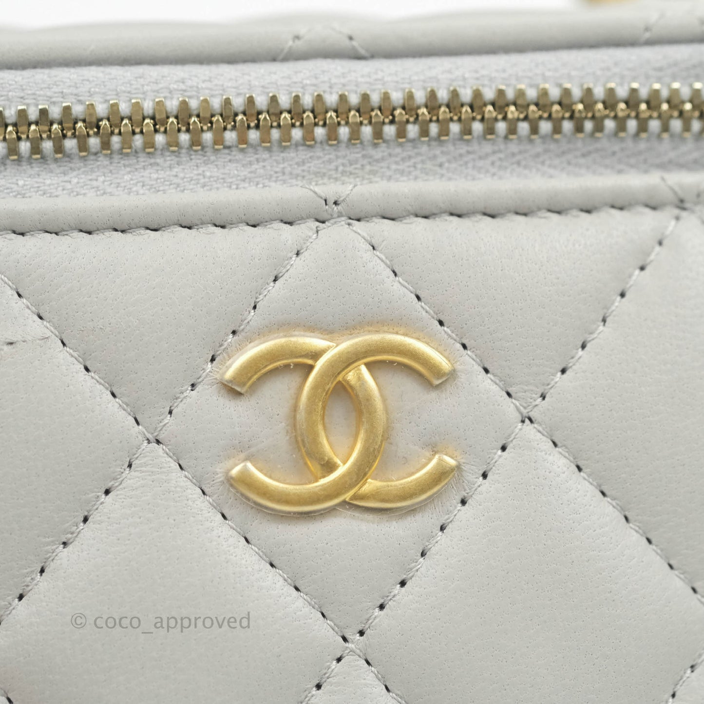 Chanel Small Vanity With Chain Grey Lambskin Aged Gold Hardware