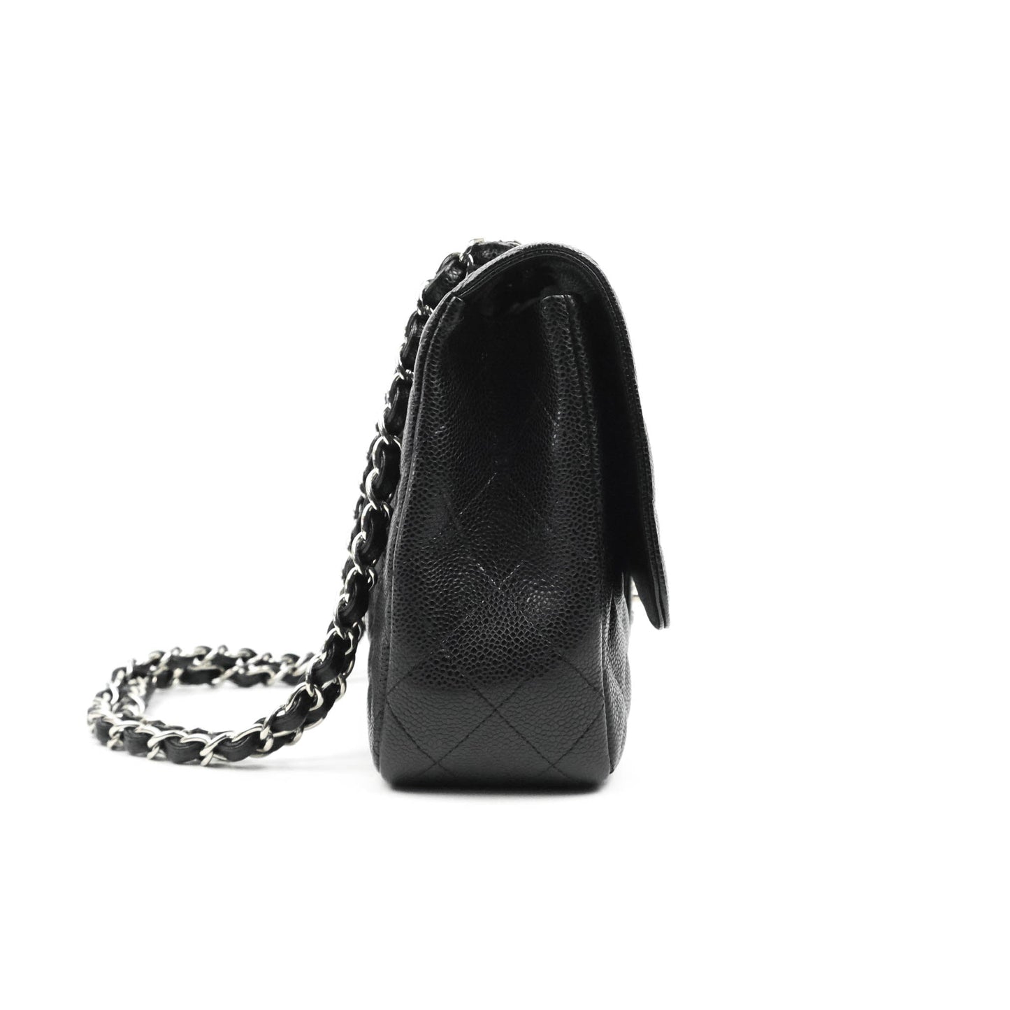 Chanel Jumbo Single Flap Black Caviar Silver Hardware