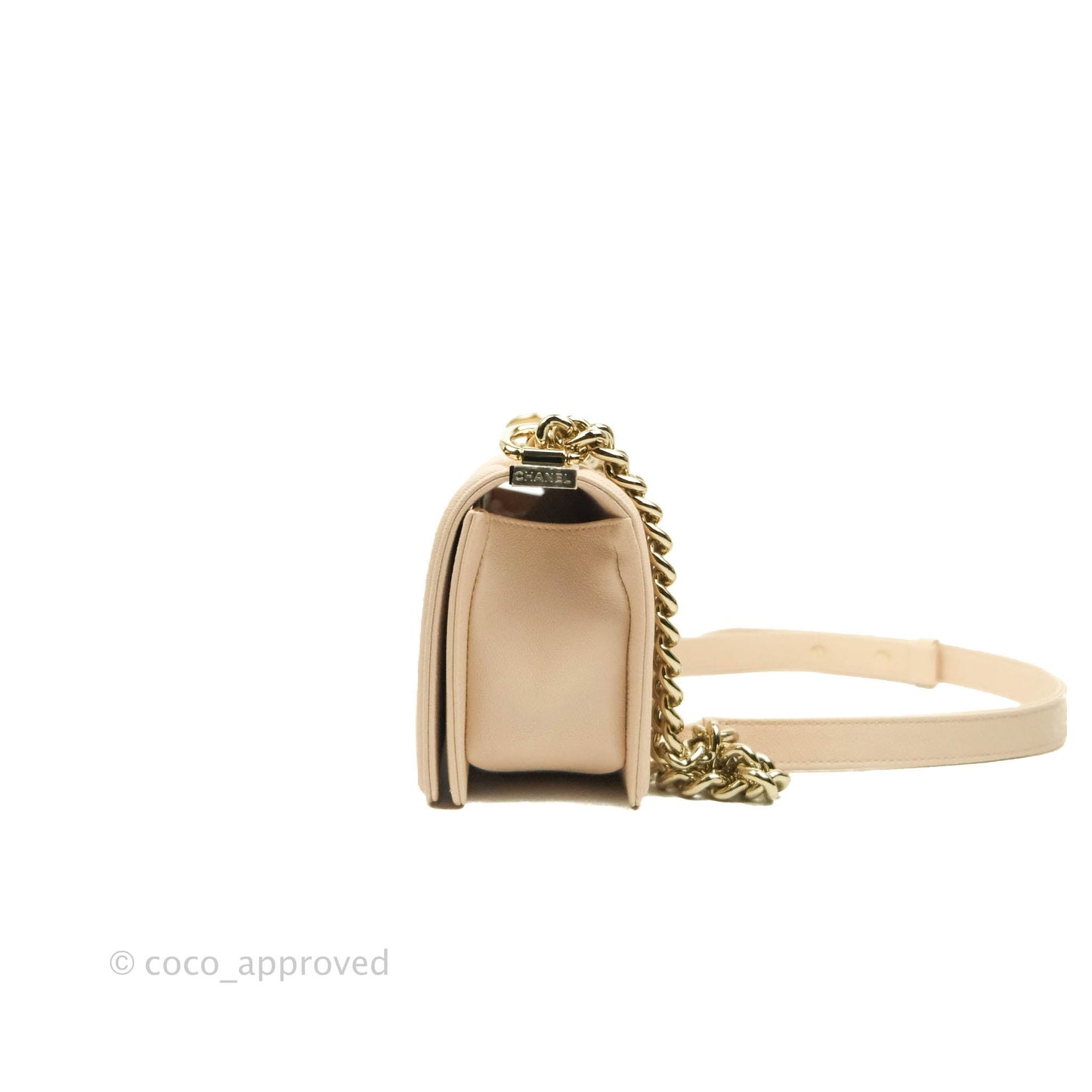 Chanel Small Boy Chevron Light Pink Caviar Gold Hardware