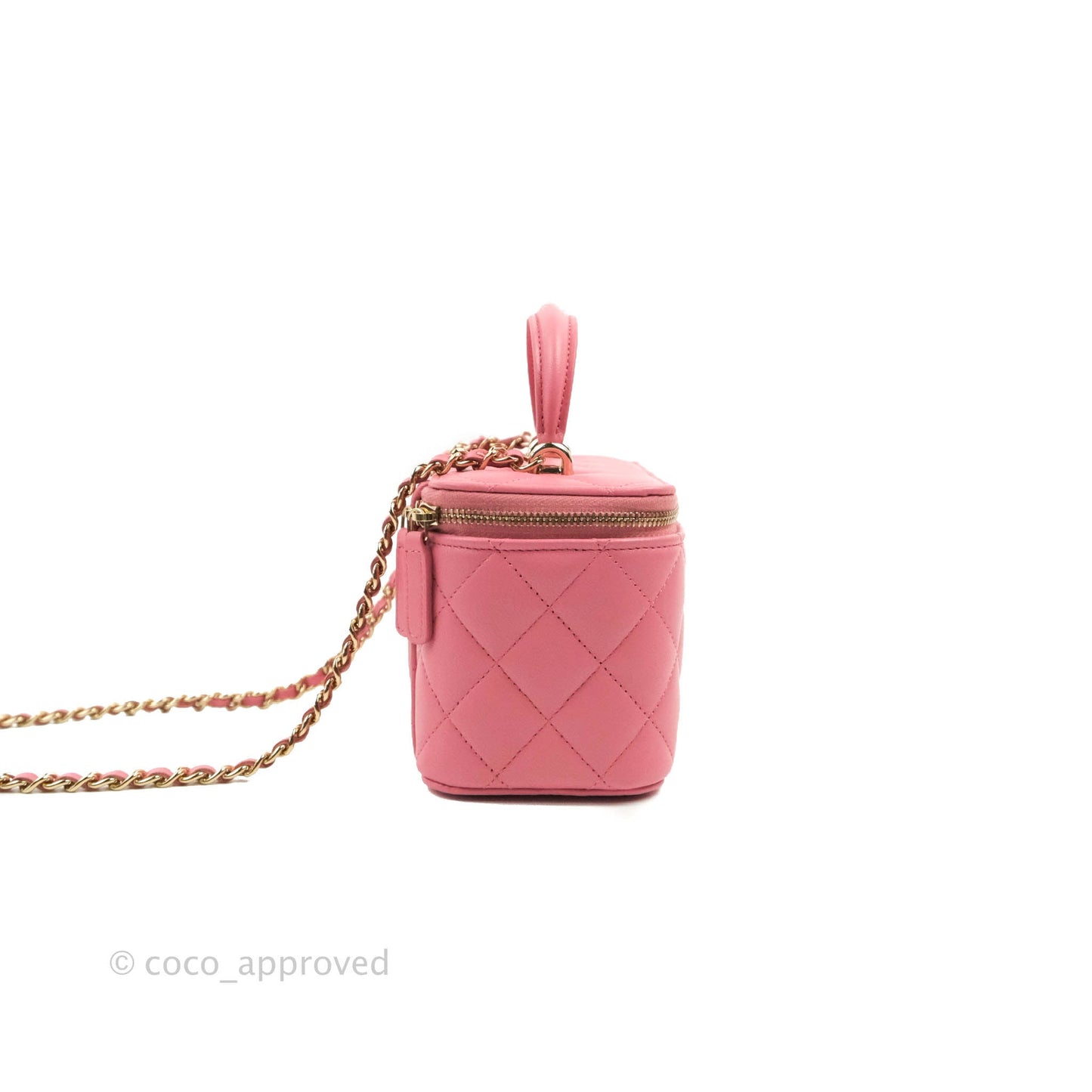 Chanel Vanity Rectangular Top Handle Pink Lambskin Gold Hardware