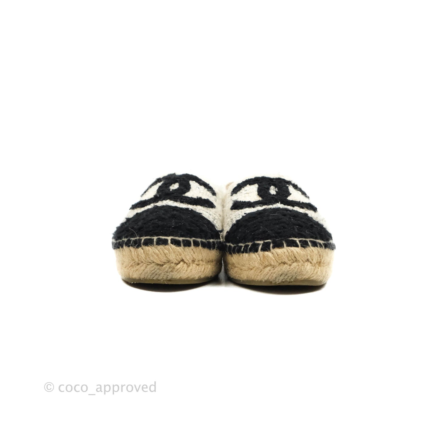 Chanel CC Espadrilles Tweed Black White Size 36