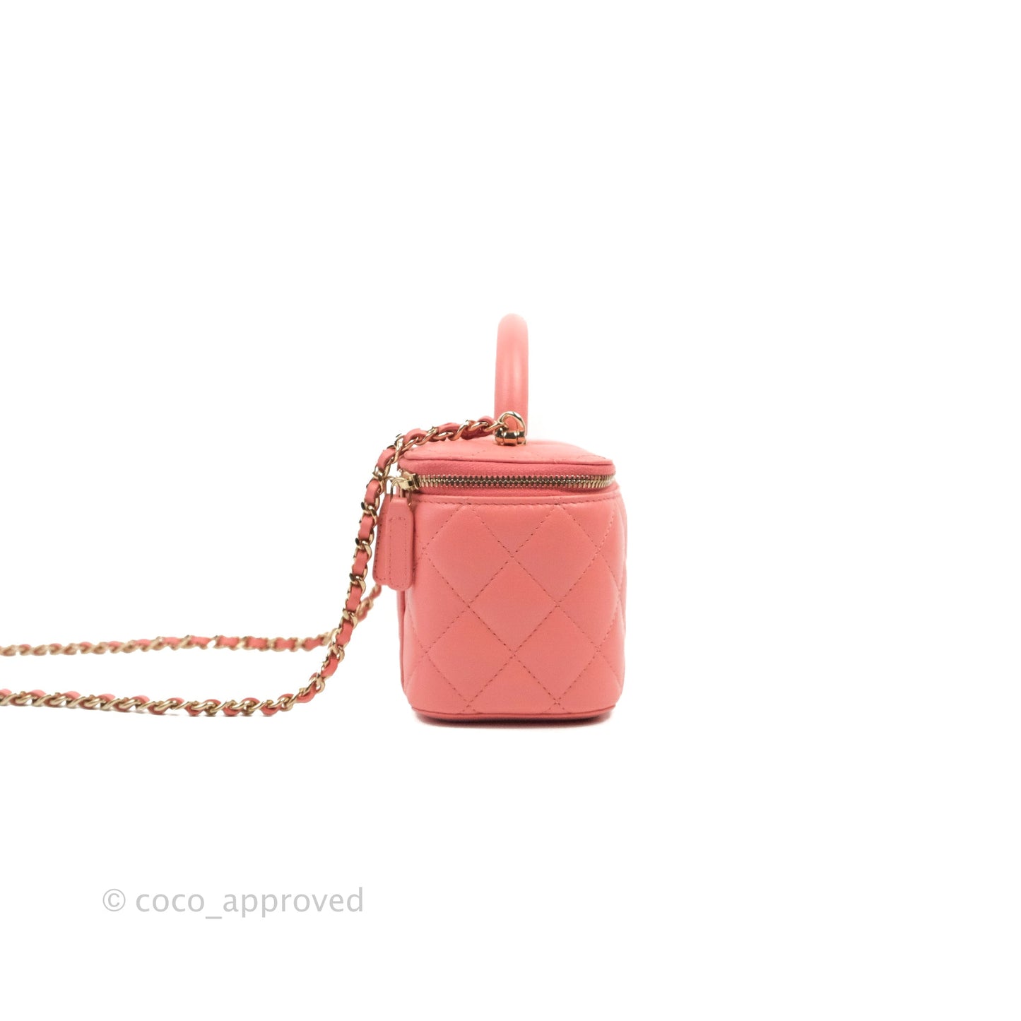 Chanel Vanity Rectangular Top Handle Pink Lambskin Gold Hardware