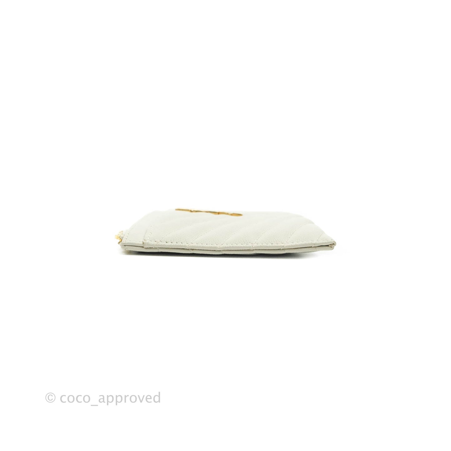 Saint Laurent Envelope Zip Pouch Ivory Caviar Gold Hardware