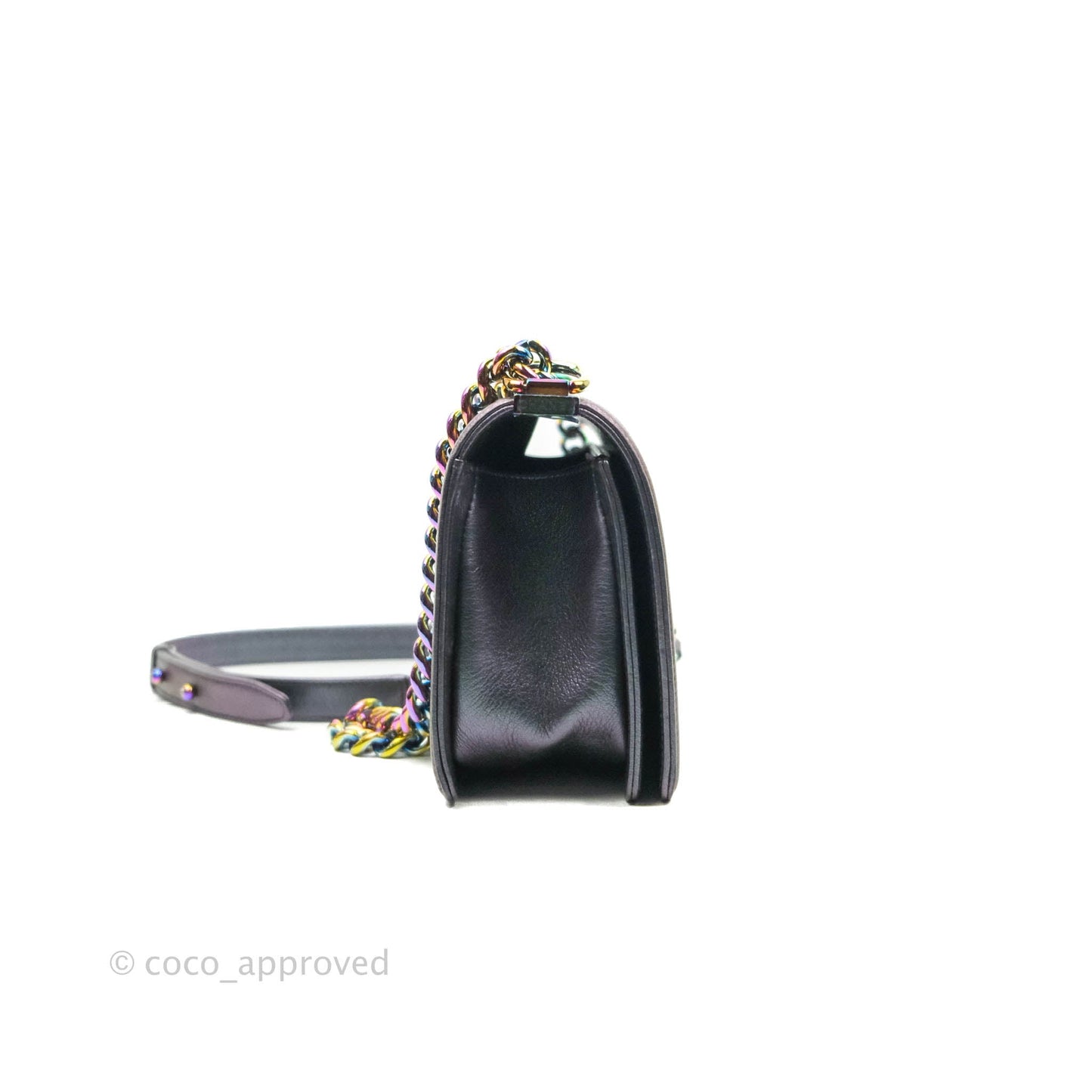 Chanel Medium Boy Bag Iridescent Purple Calfskin Mermaid Rainbow Hardware