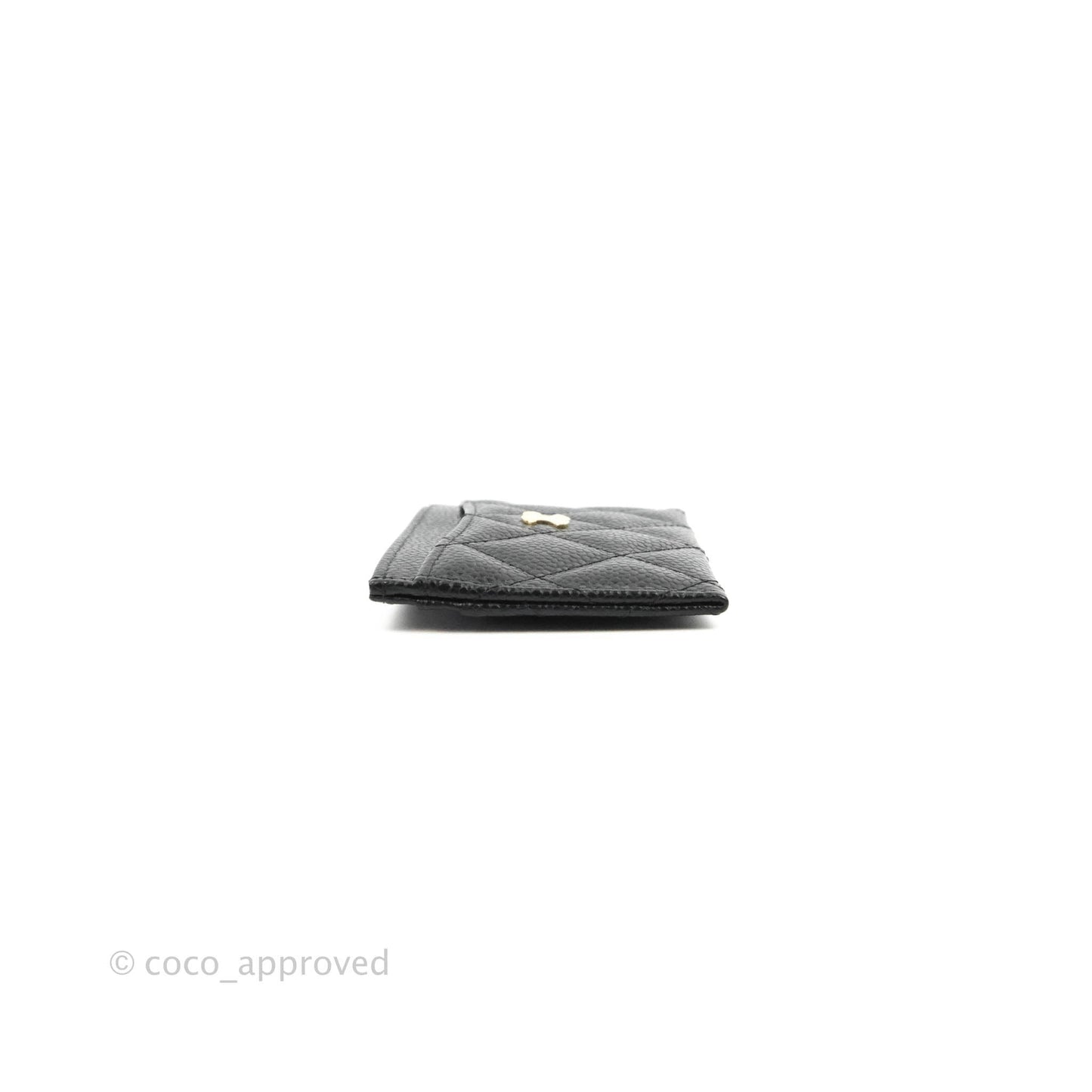 Chanel Classic Flat Card Holder Black Caviar Gold Hardware