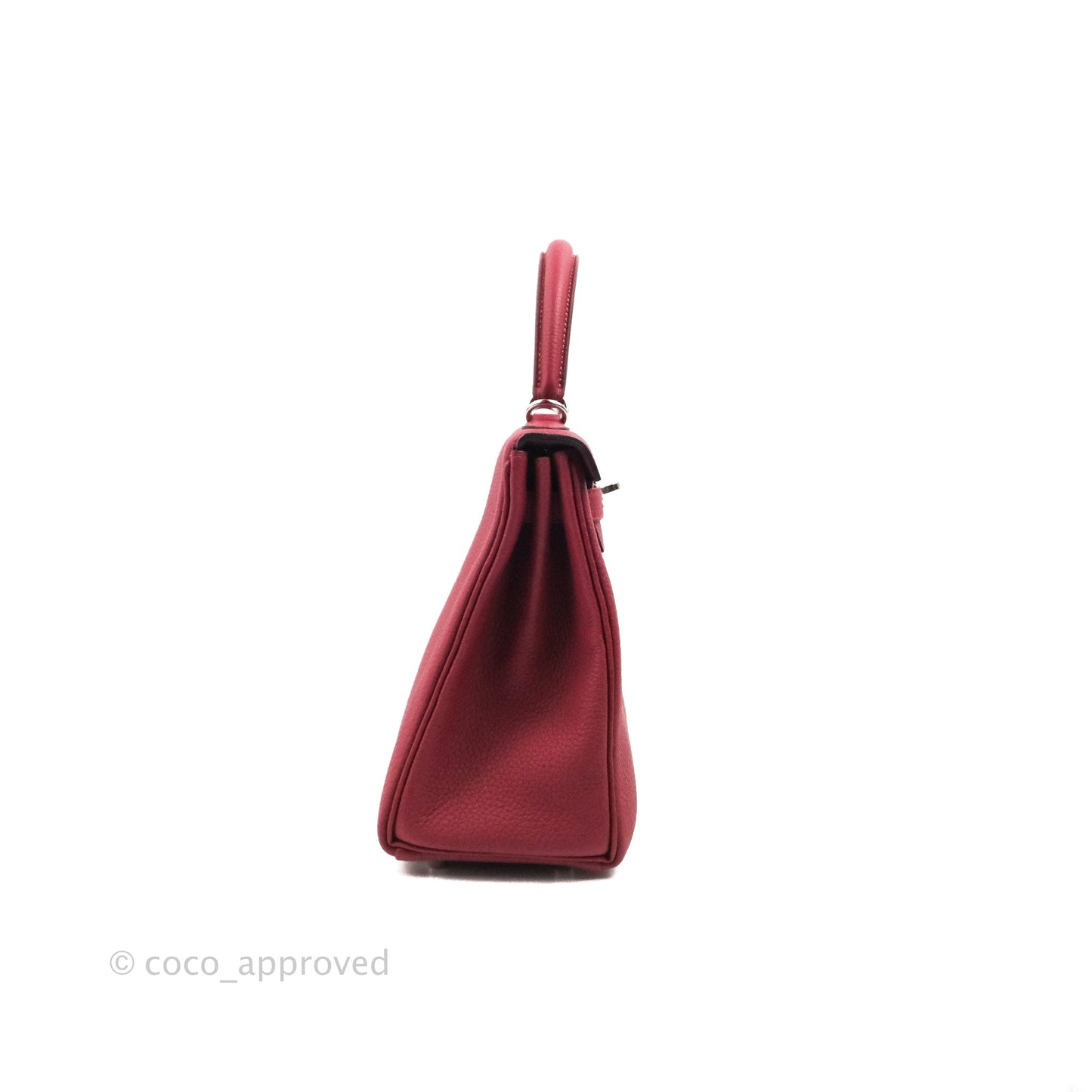 DM/email us to purchase - Hermes Kelly Retourne 25 Togo Rouge Grenat K1 Palladium Hardware