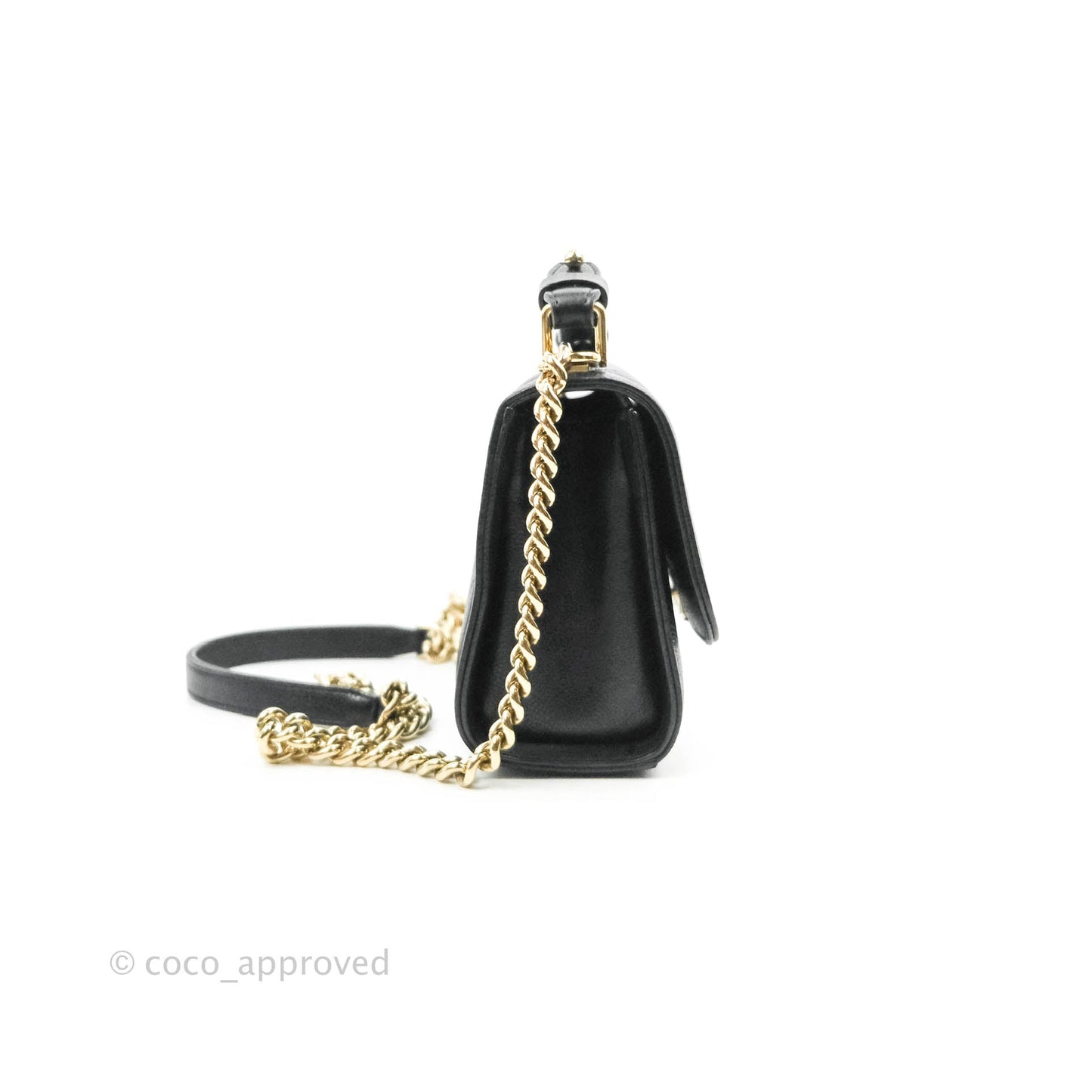 Chanel Quilted Small Label Click Flap Bag Black Grained Calfskin Gold Hardware