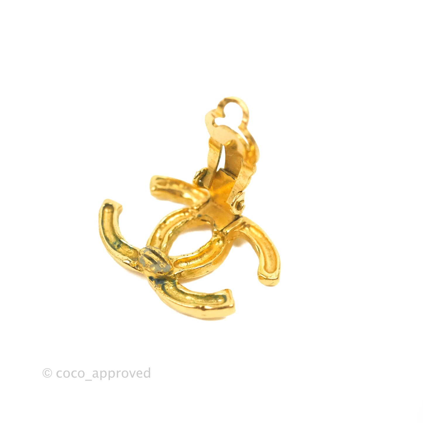 Chanel Vintage CC Clip On Earrings Gold Tone