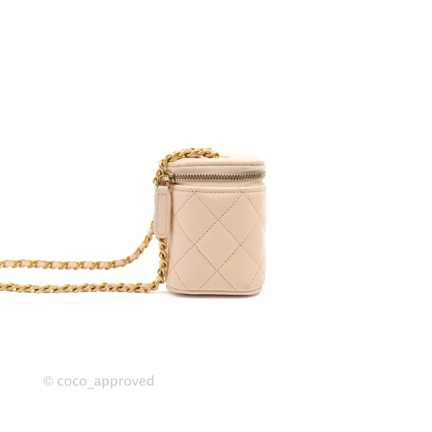 Chanel Classic Mini Pearl Crush Vanity With Chain Light Pink Lambskin Aged Gold Hardware