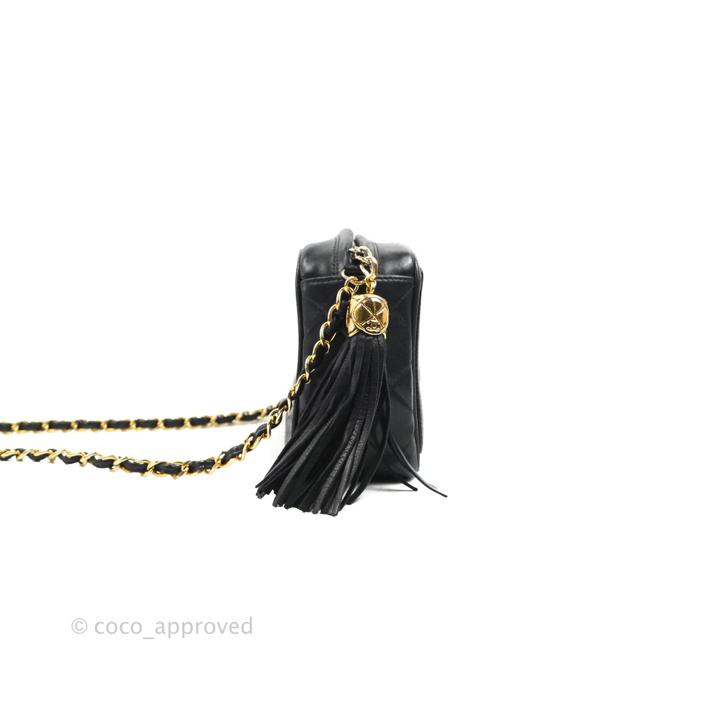 Chanel Vintage Small Camera Bag Black Lambskin Gold Hardware