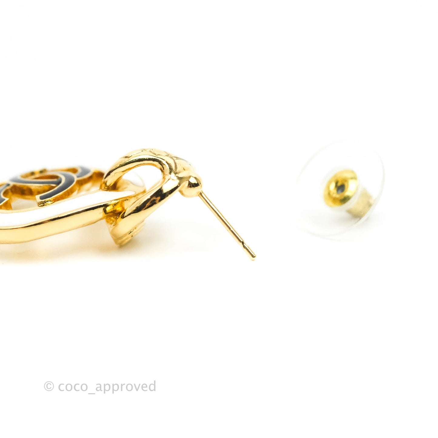 Chanel Metal & Resin Earrings Gold/Black/White 22C