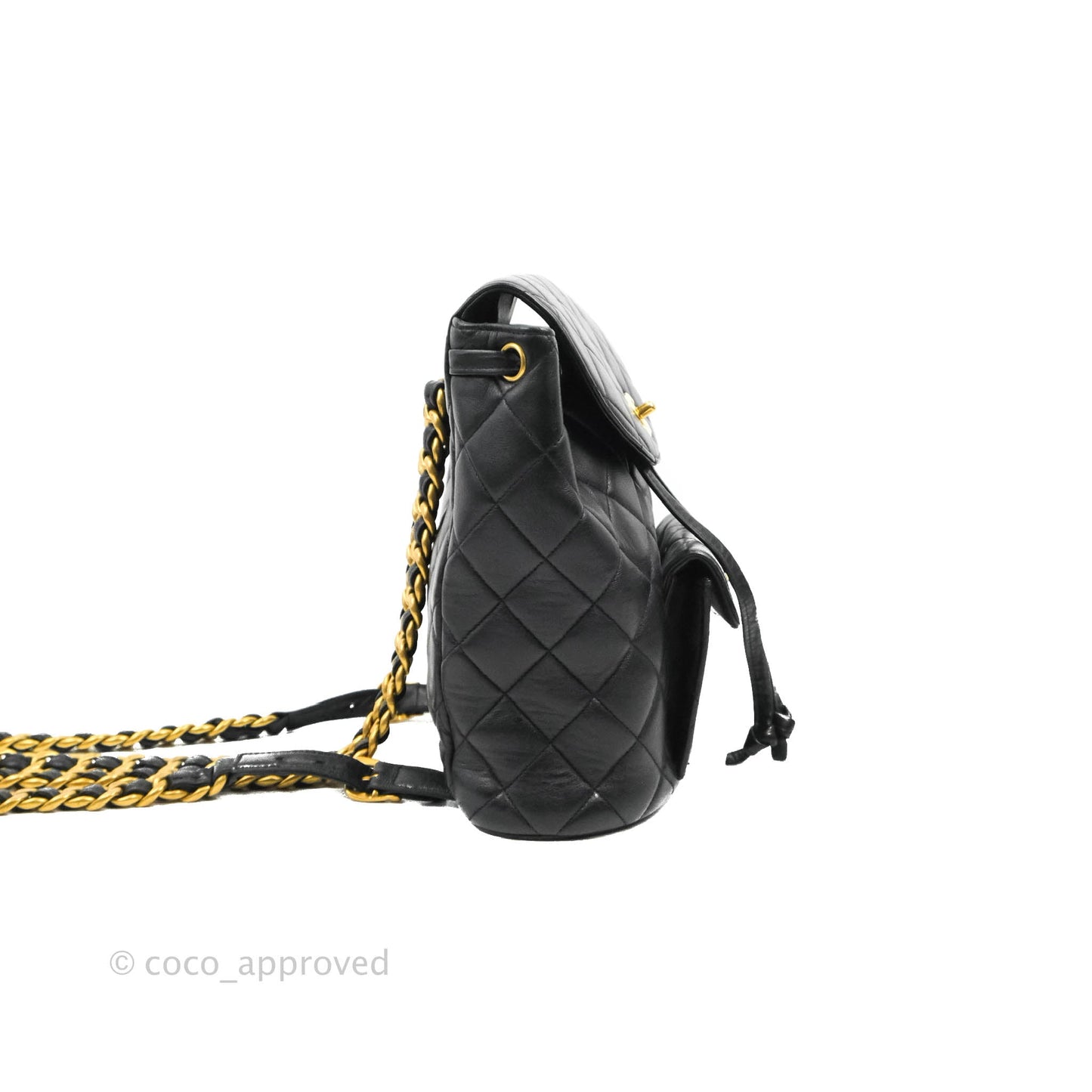 Chanel Vintage CC Duma Backpack Black Lambskin 24K Gold Hardware