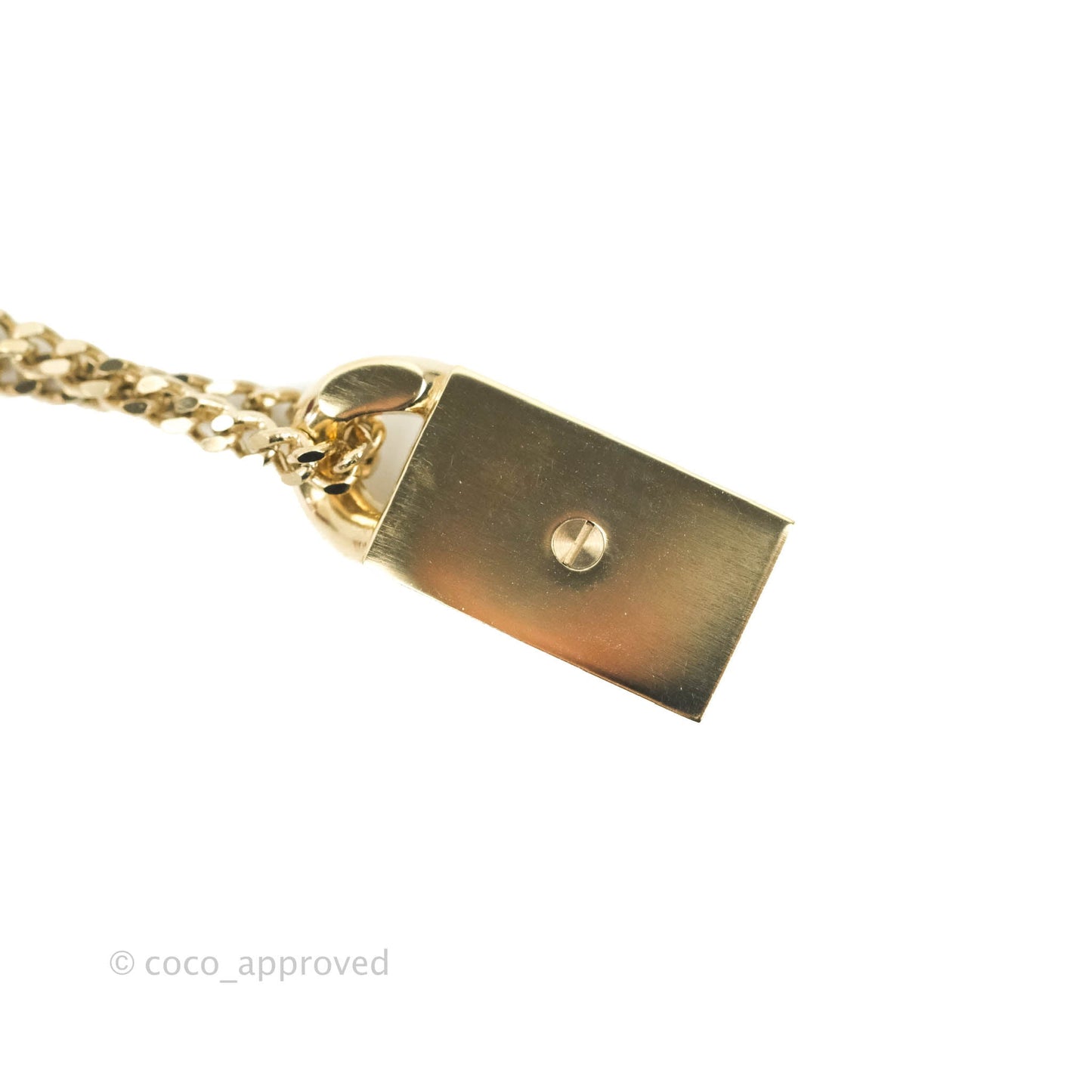 Chanel Crystal Tag Charm Necklace Gold Tone 21 C